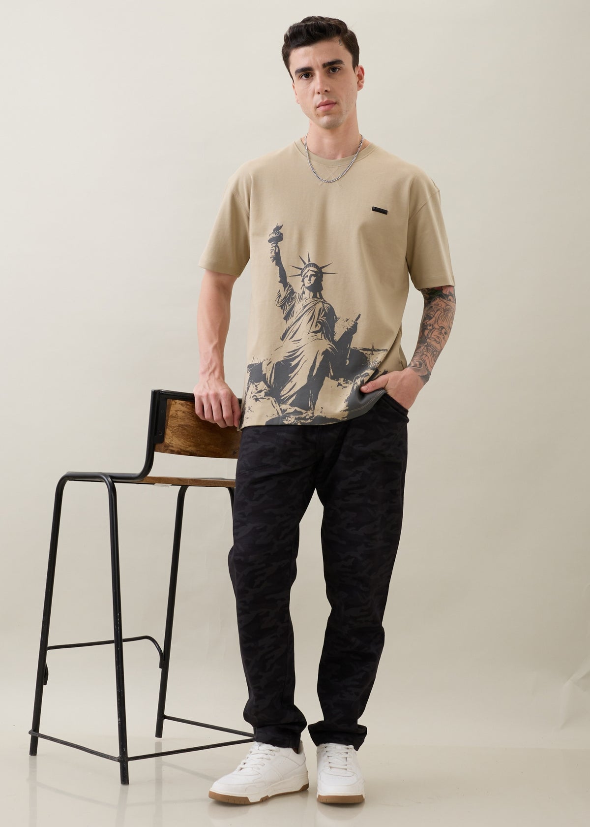 Crimson Cotton Camouflage Cargo: Black