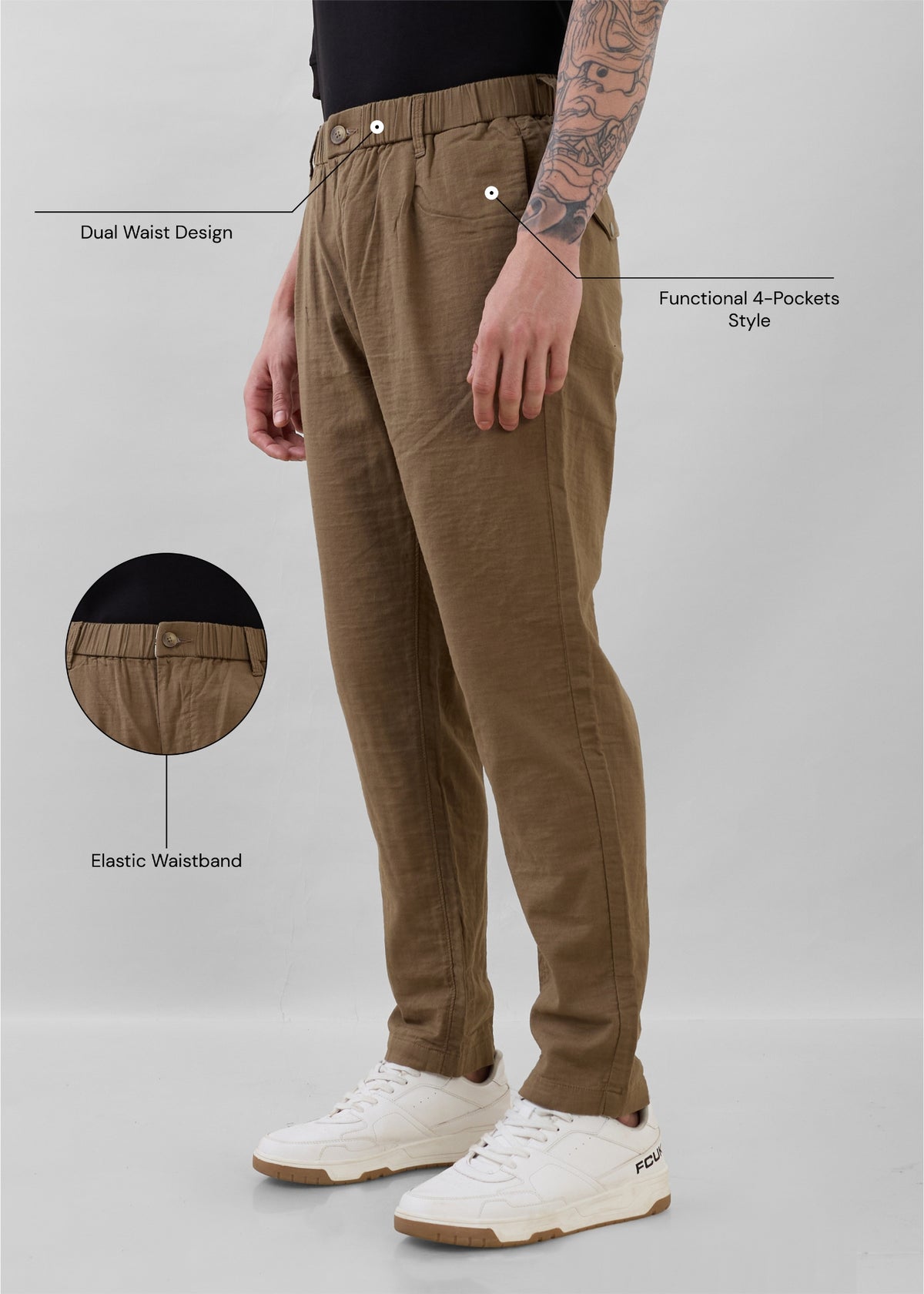 Ceylon Linen Blend Relaxed Trouser: Mouse