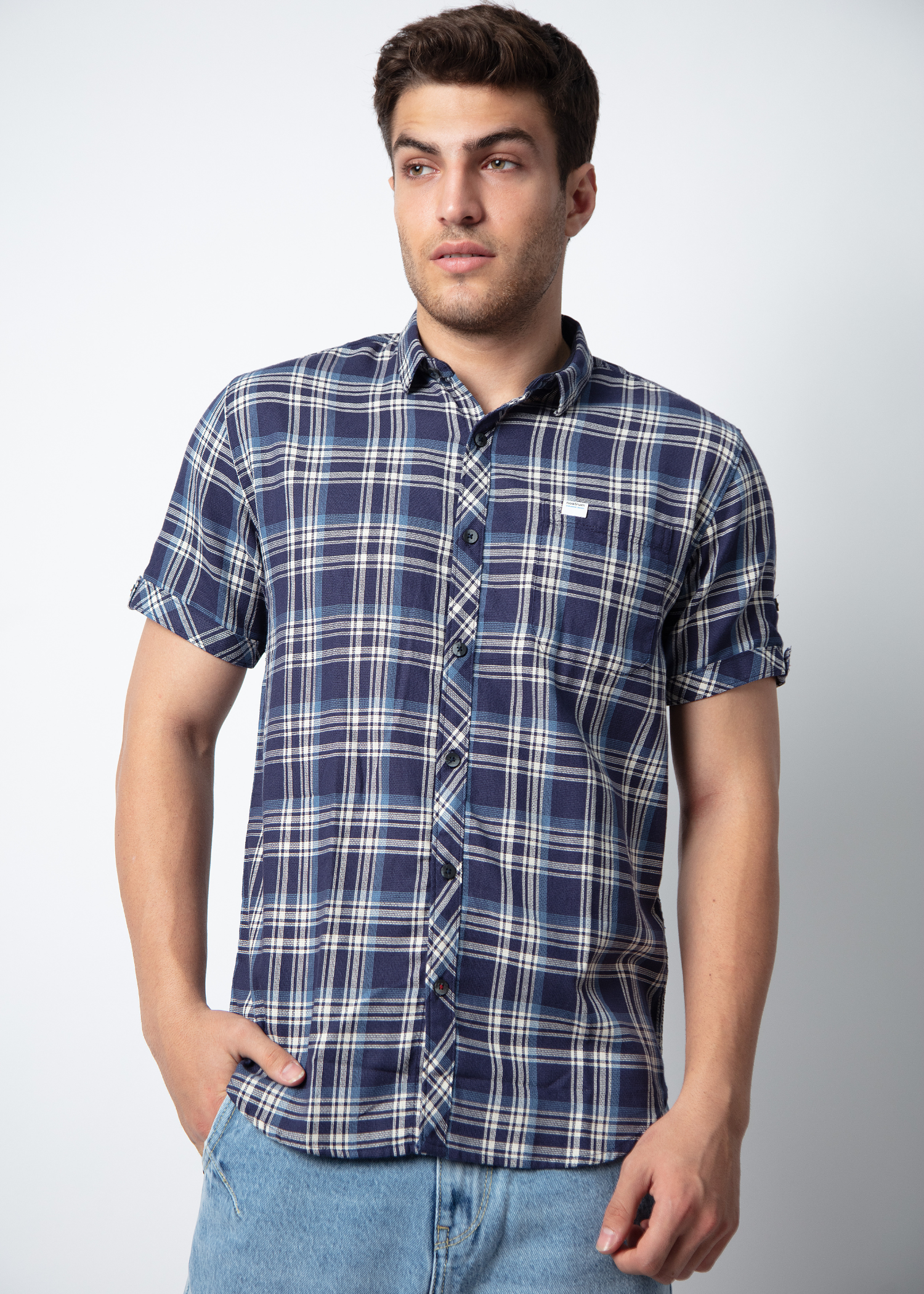 Olsberg Half Sleeve Checked Shirt For Men Nostrum