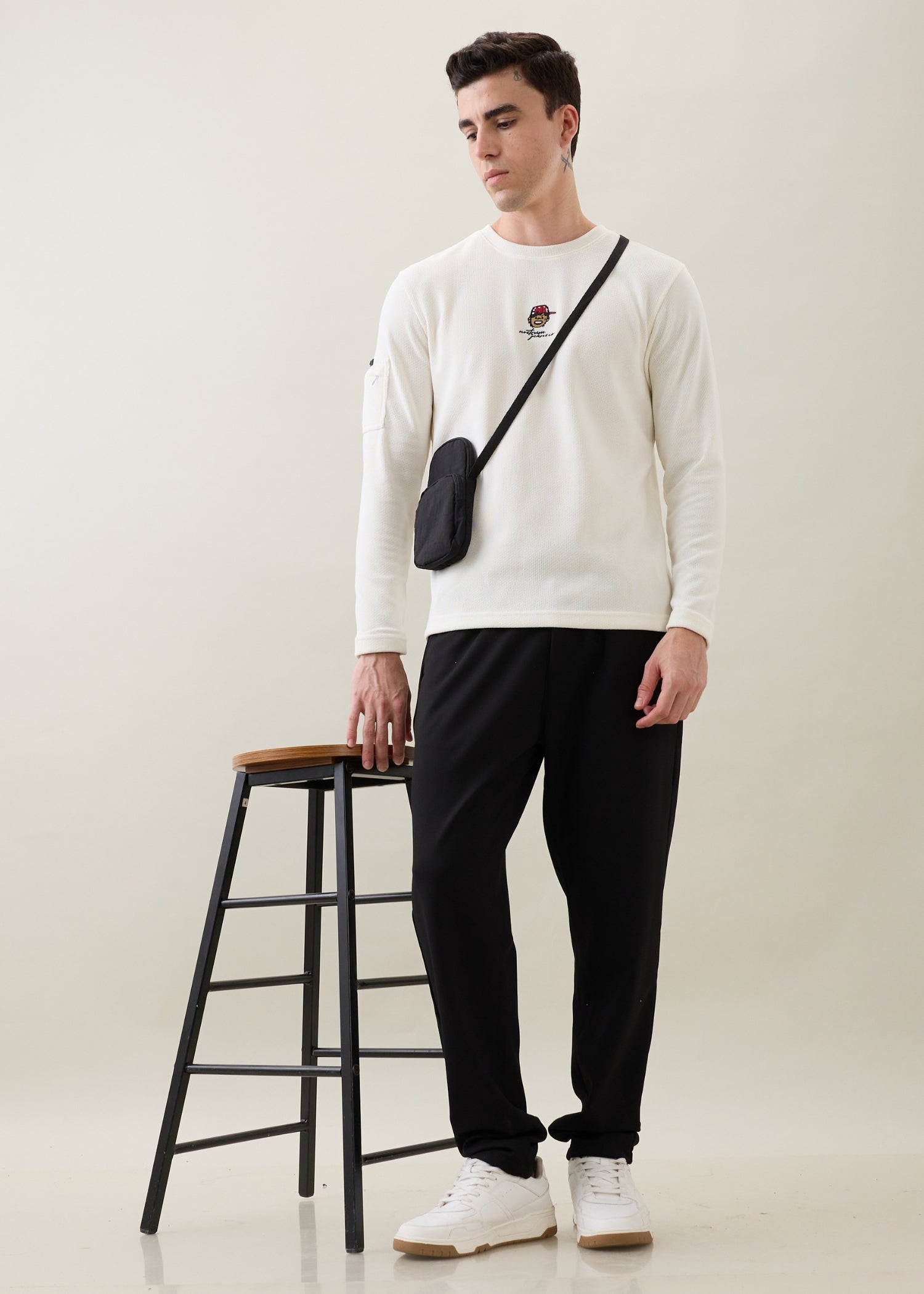 Baglis Cotton Baggy Trouser: Black