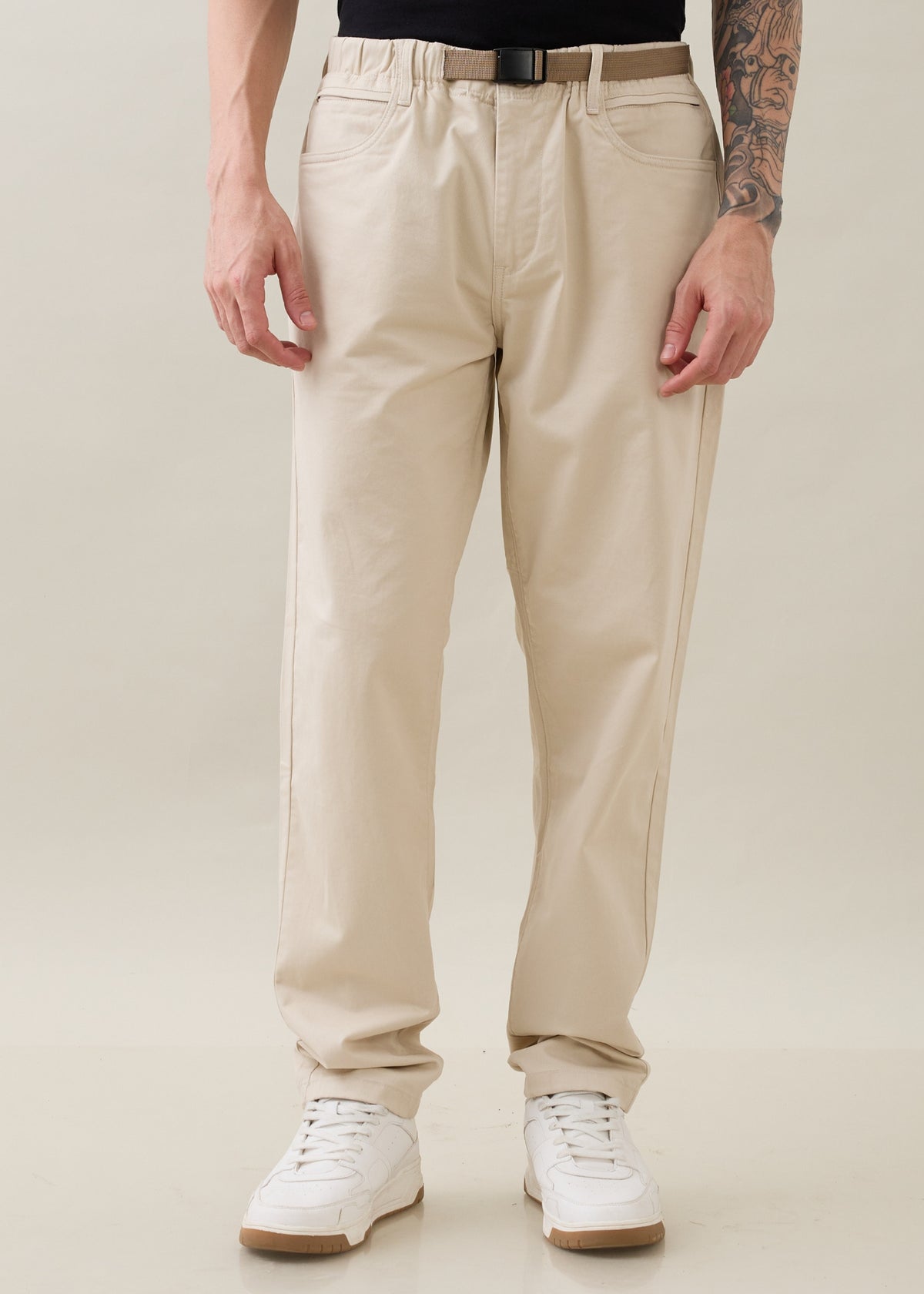 Therry Cotton Relaxed Fit Trouser: Cream