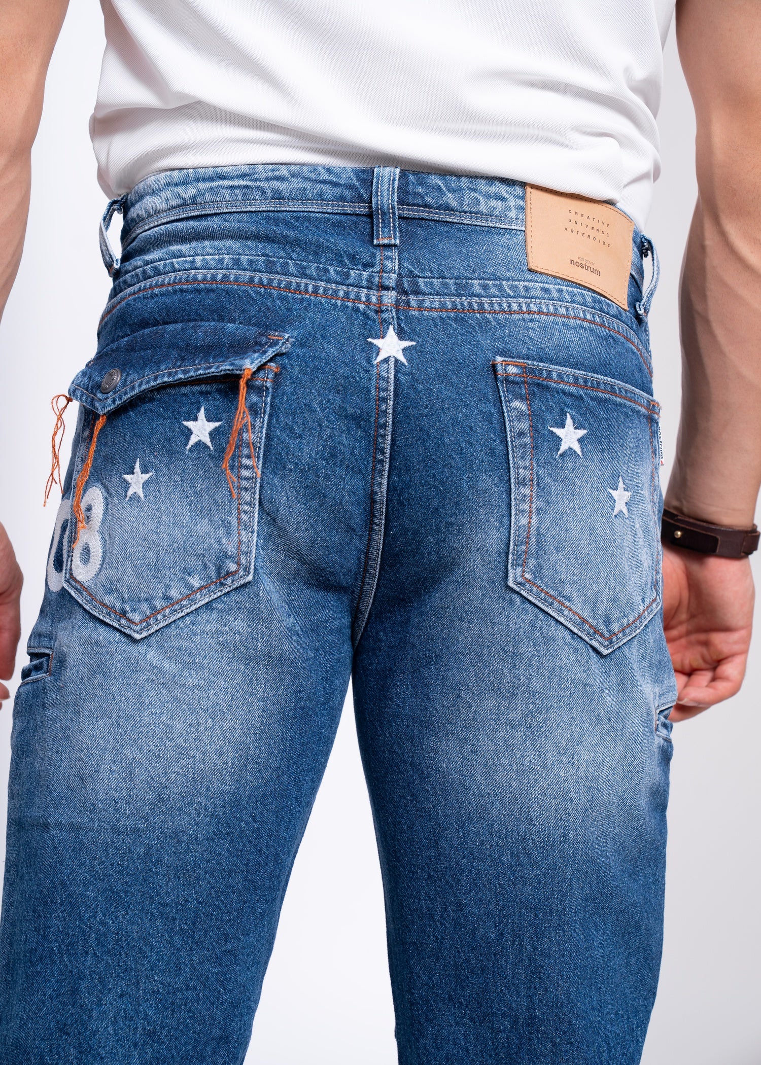 Men’s Denim Cargo Jeans | Baggy Fit with Utility Pockets & Patch Detailing