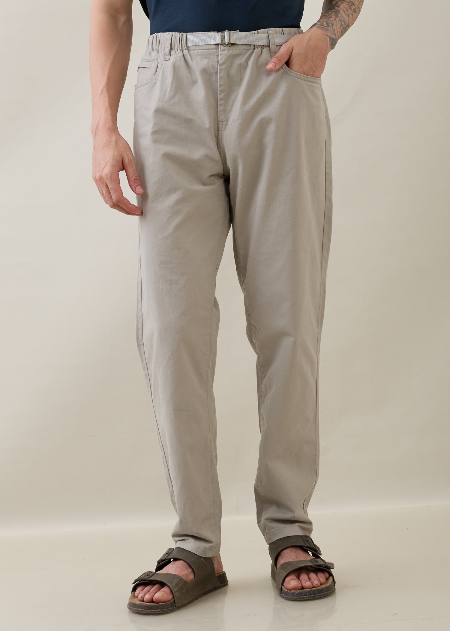 Therry Cotton Relaxed Fit Trouser: Light Grey