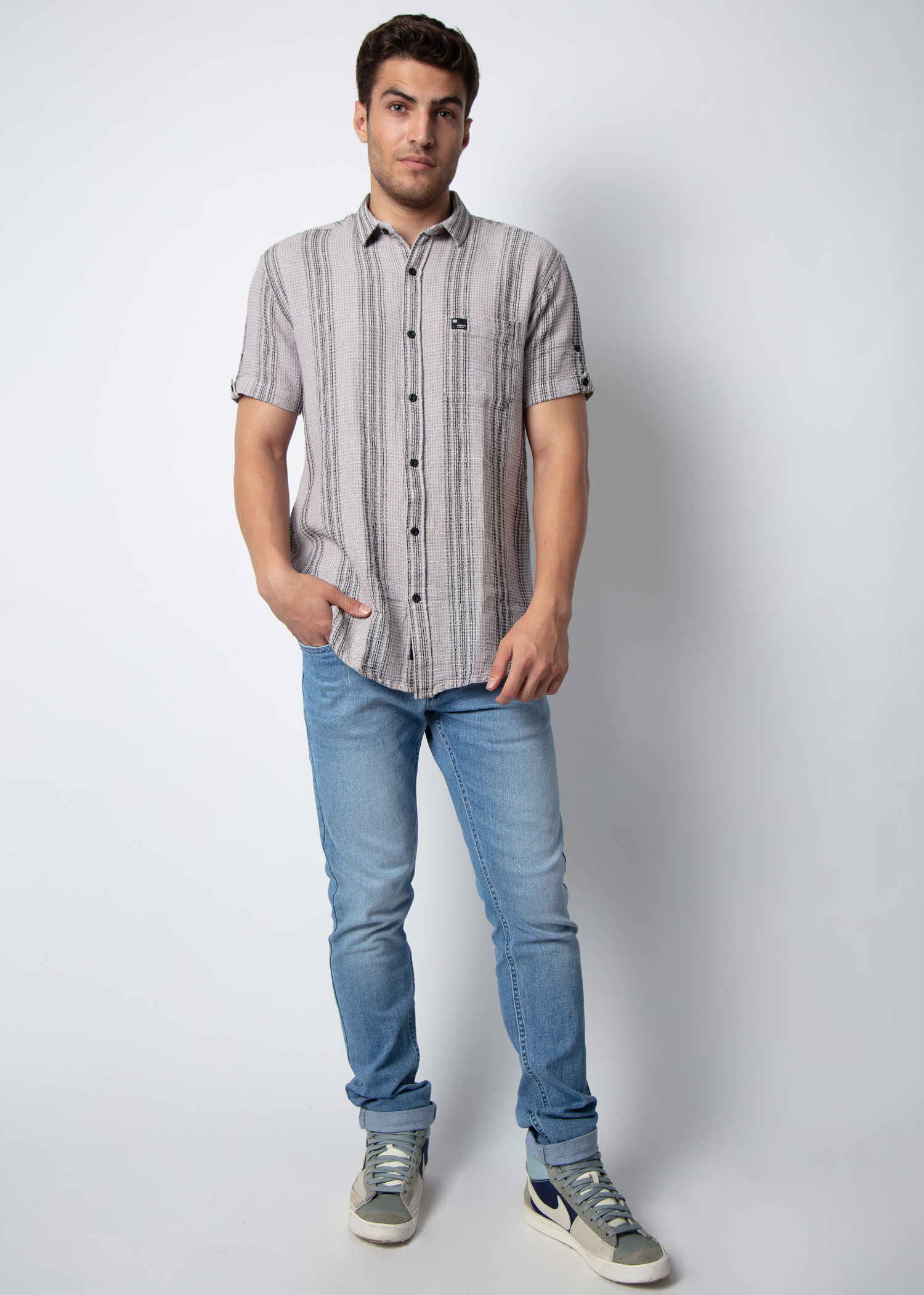 Brilon Half Sleeve Stripe Shirt For Men Nostrum
