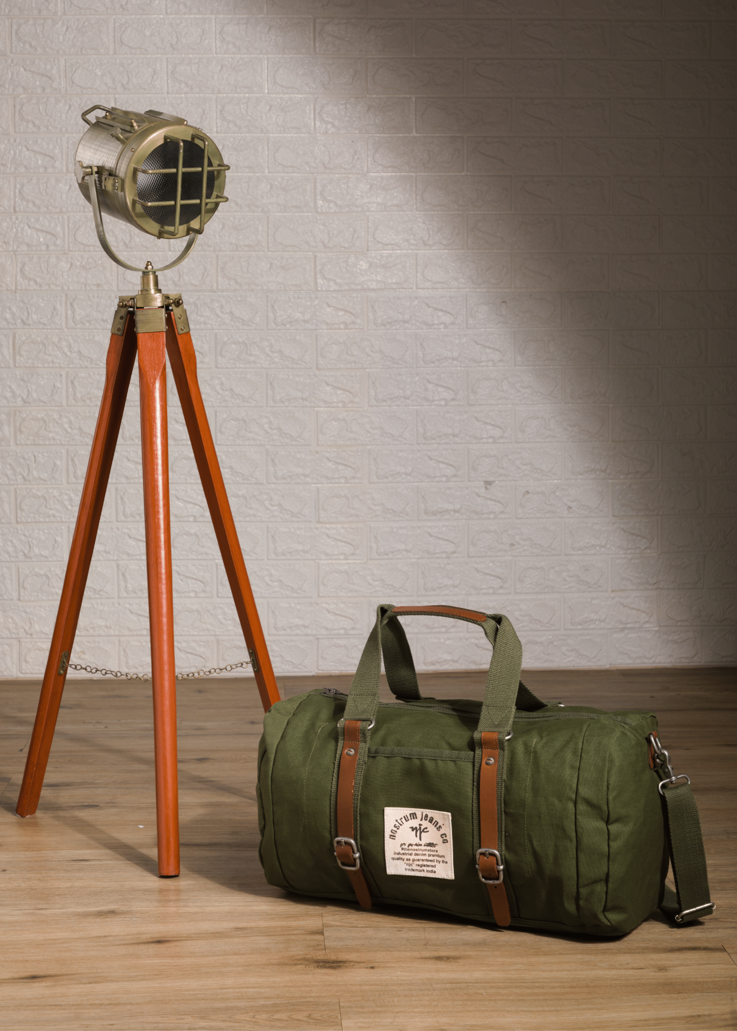 Shop Forest Green Duffel Bag with brown Spacious, durable