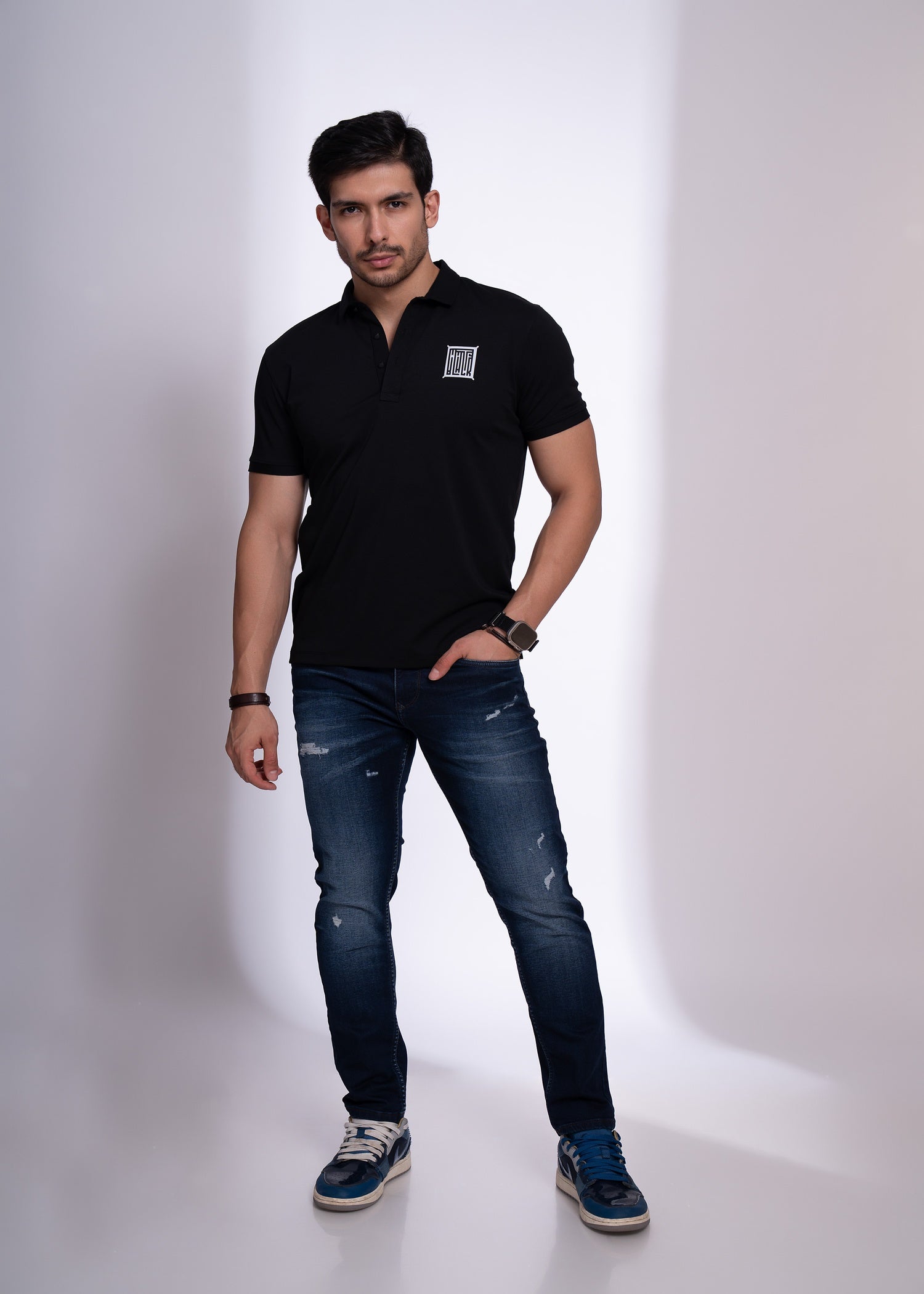 Acedia Cotton T-Shirt for Men | Black & White Casual Tees