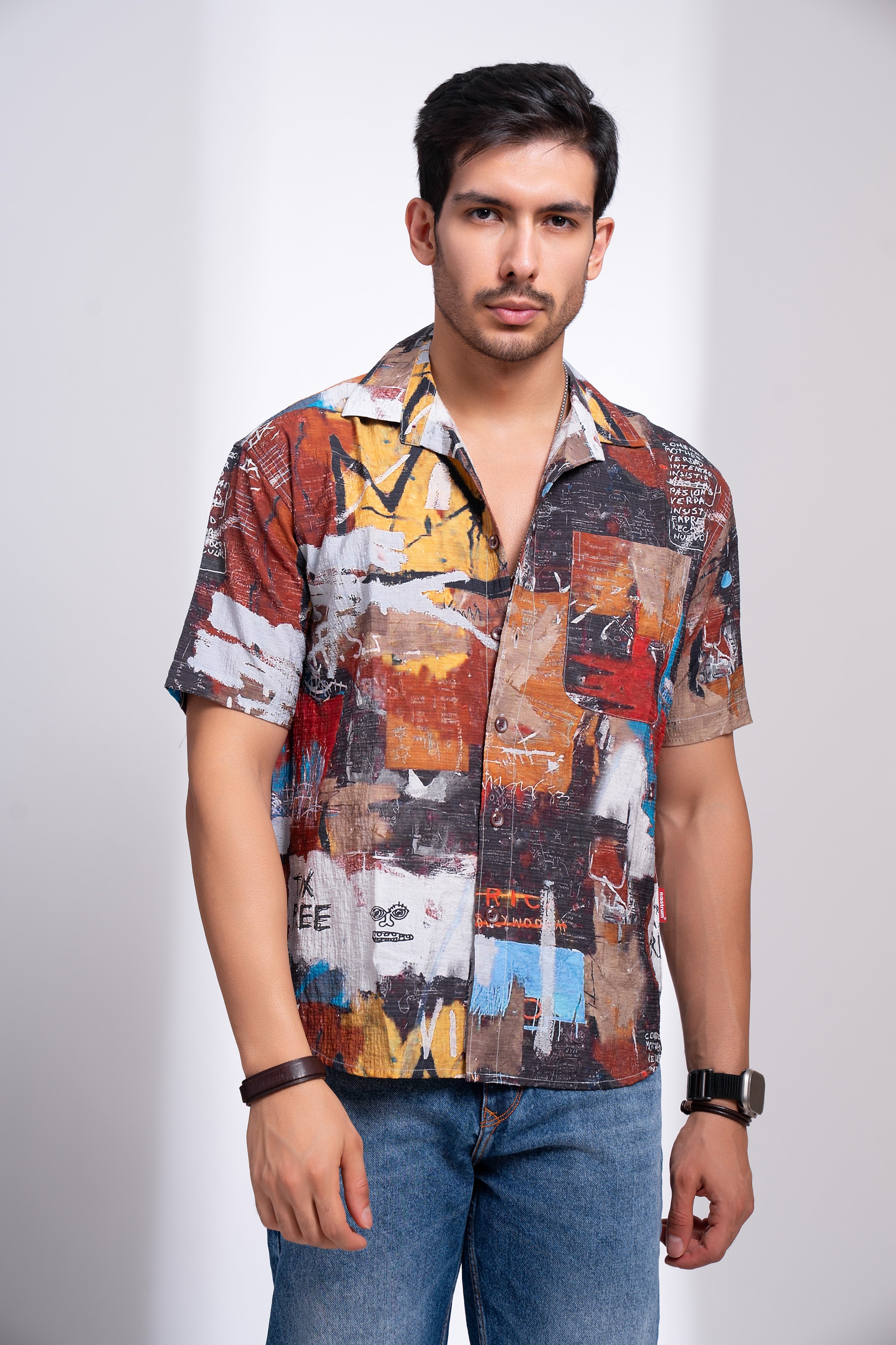 SEGMON Half Sleeve Shirt for Men | Bold Printed Casual Wear