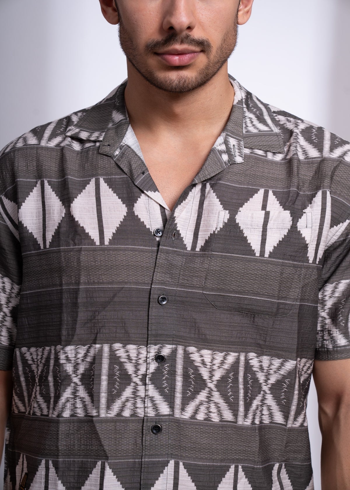 Request Half Sleeve Shirt for Men | Bold Geometric Print Casual Shirt
