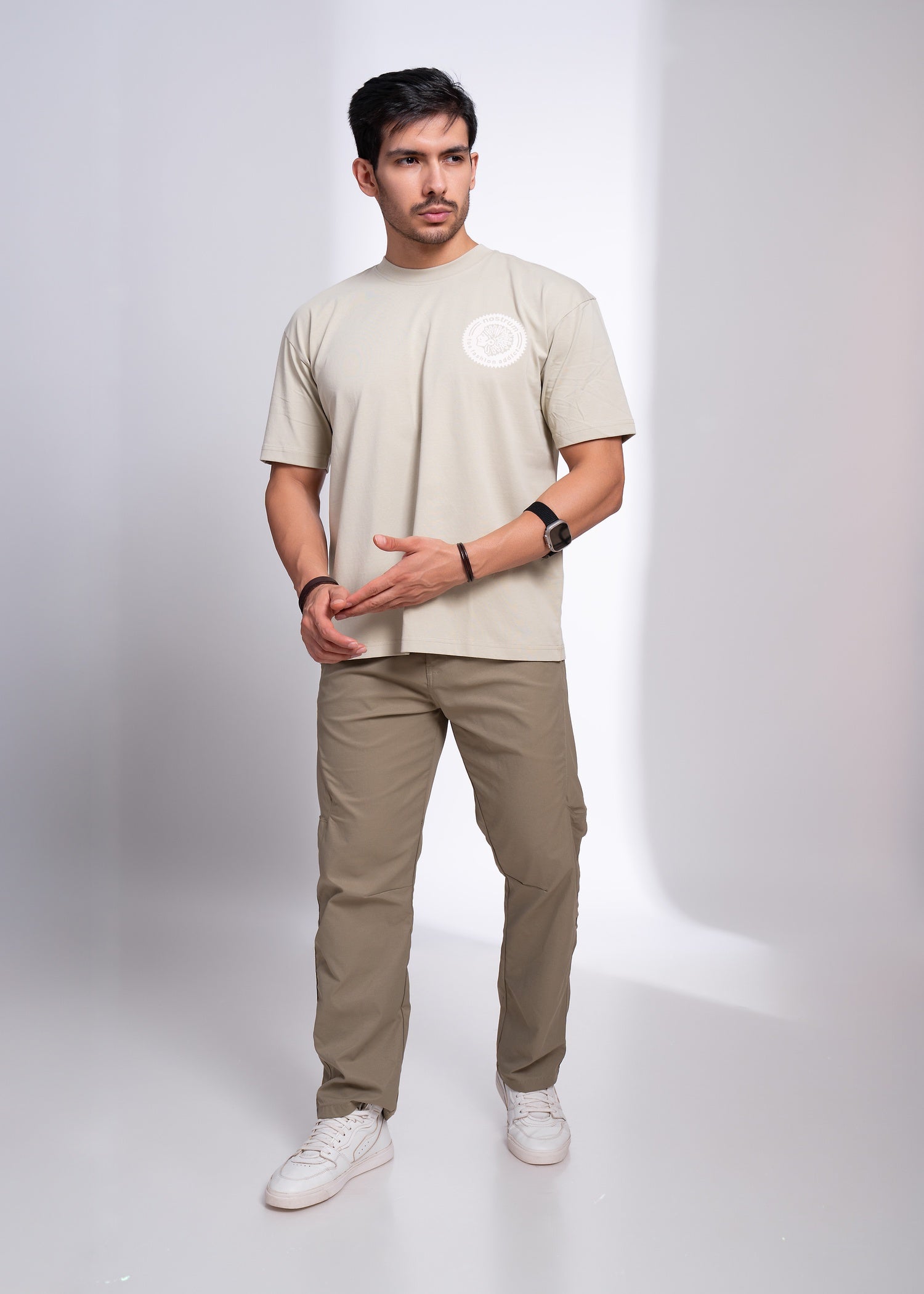 Fudgel Oversized T-Shirt for Men – 4 Colors (Mehndi, Black, Charcoal, Pista)