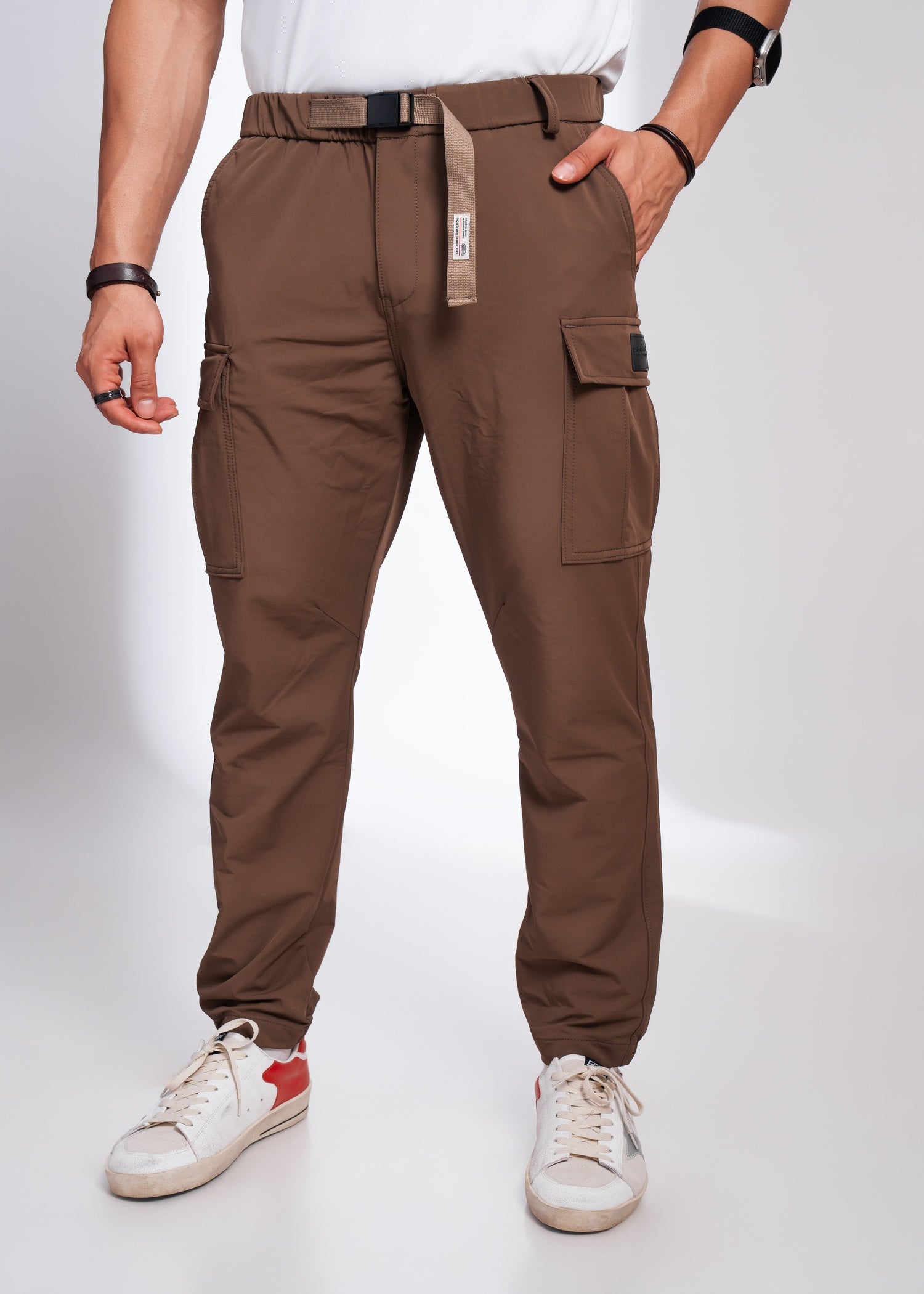 Men’s Travel Cargo Pants | Lightweight Utility Fit with Belt Detailing