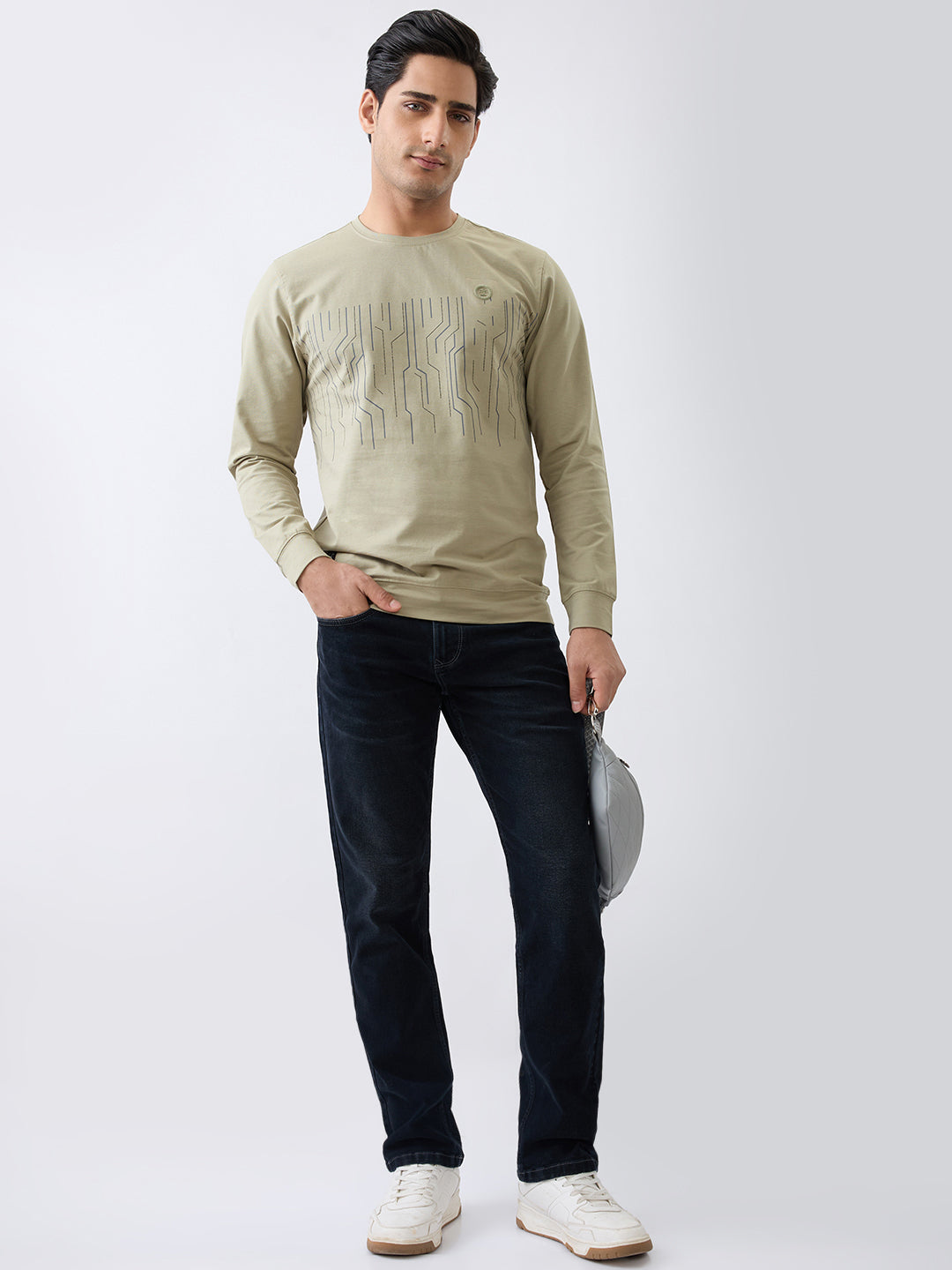 Duration Printed Full Sleeve T-Shirt : Olive