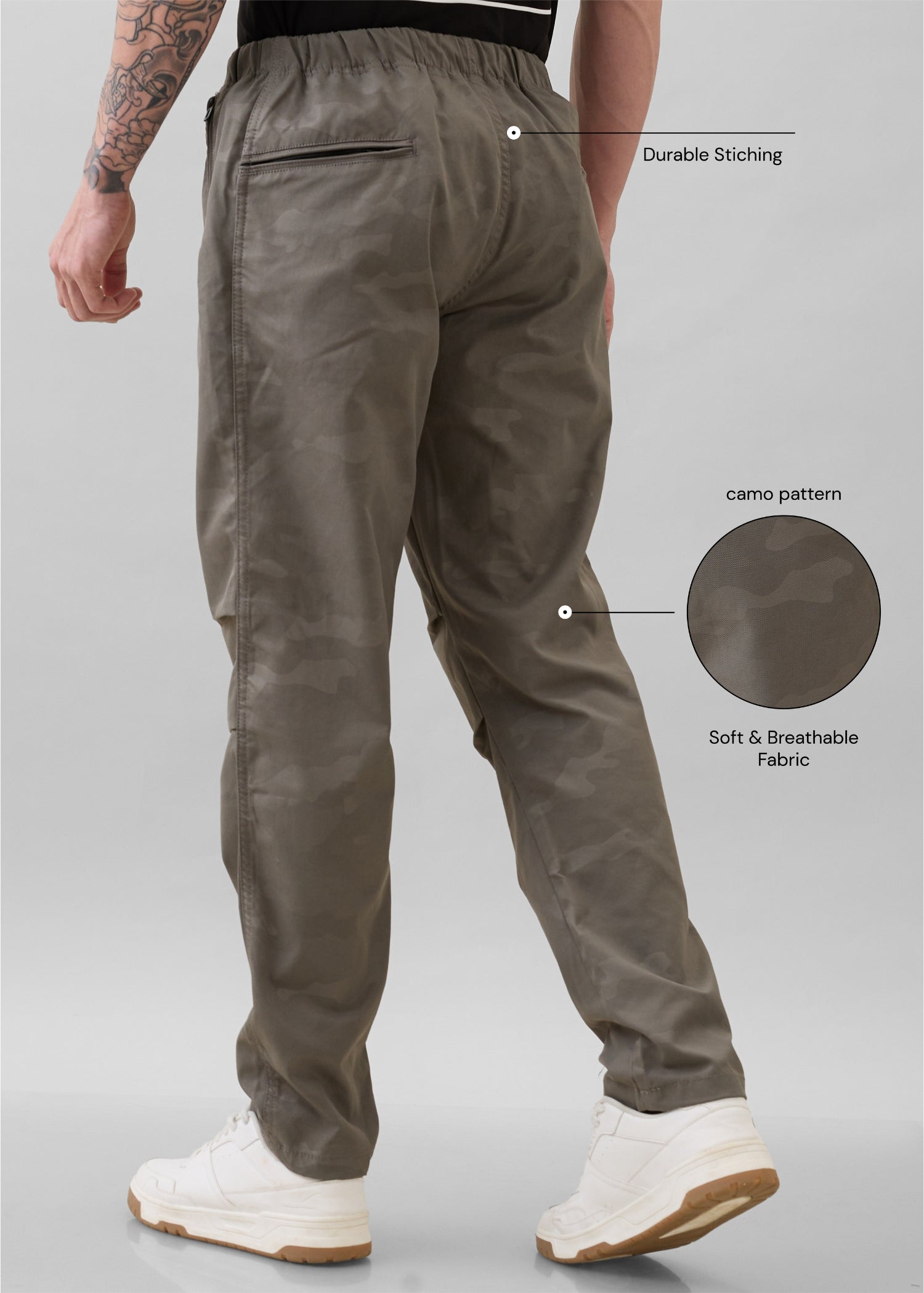 Ostrich Camouflage Relaxed Fit Cargo: Light Grey