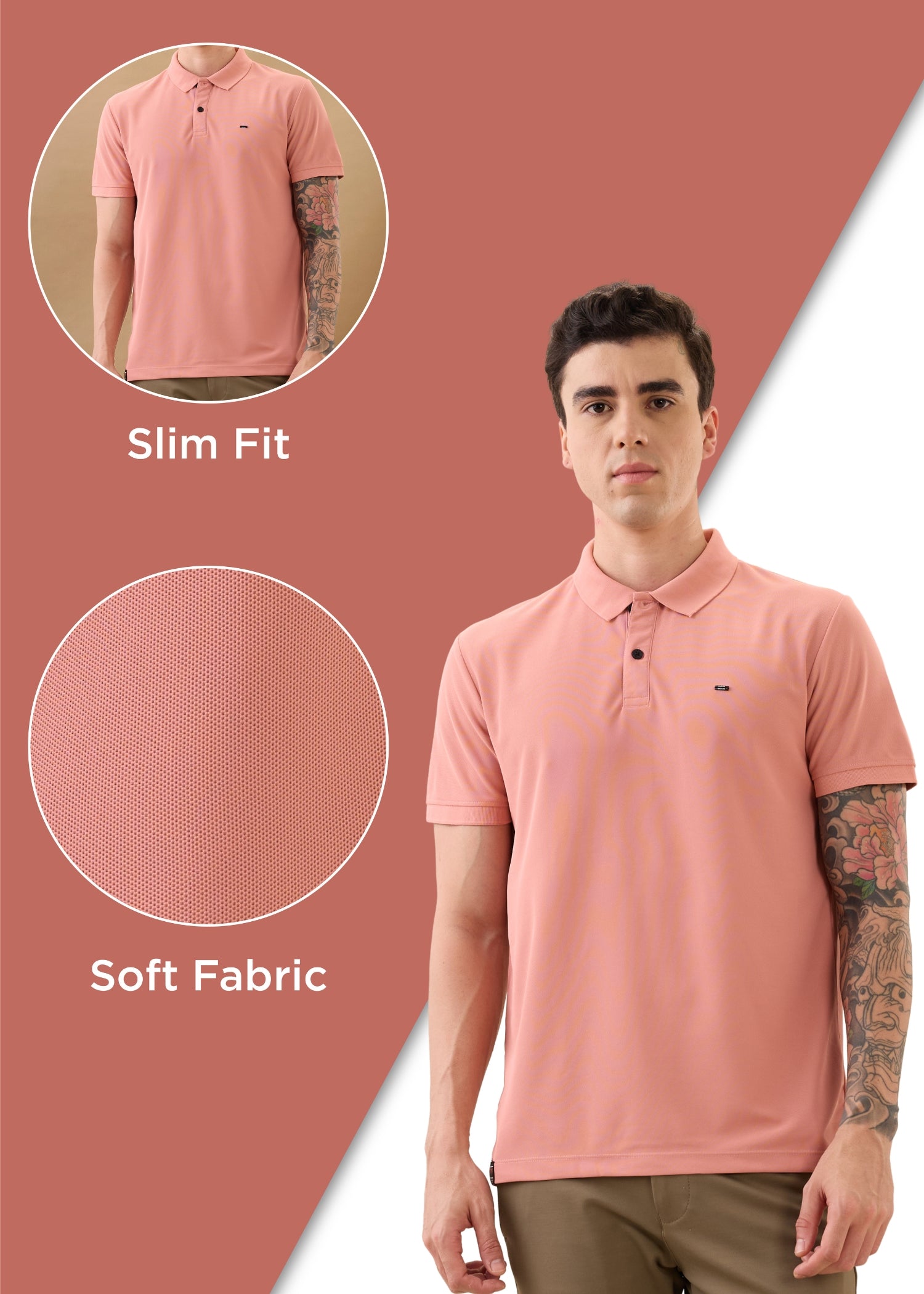 Cherry Half Sleeve T-shirt: Coral Pink