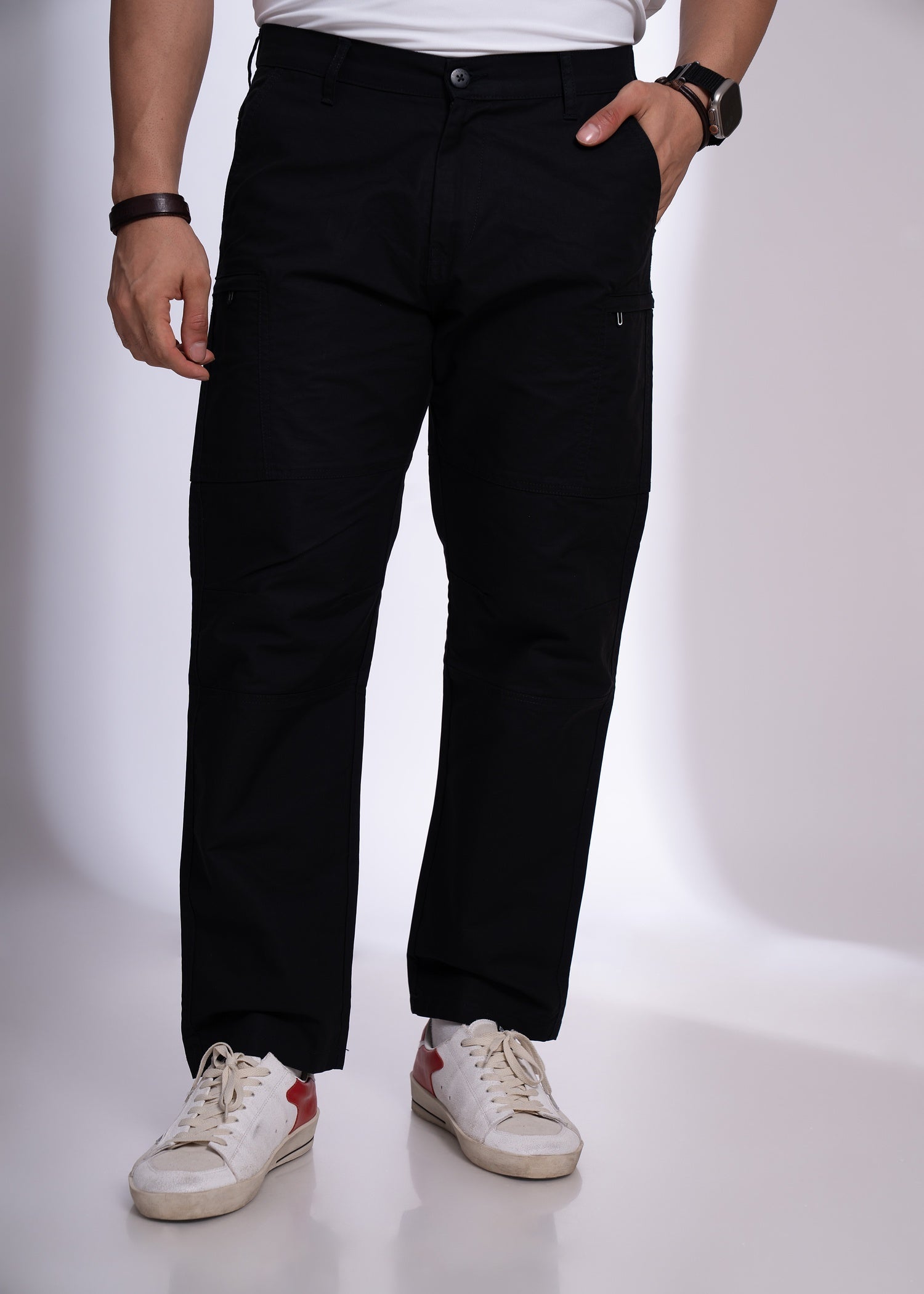 Redrigo Utility Pocket Cargo Pants: Black
