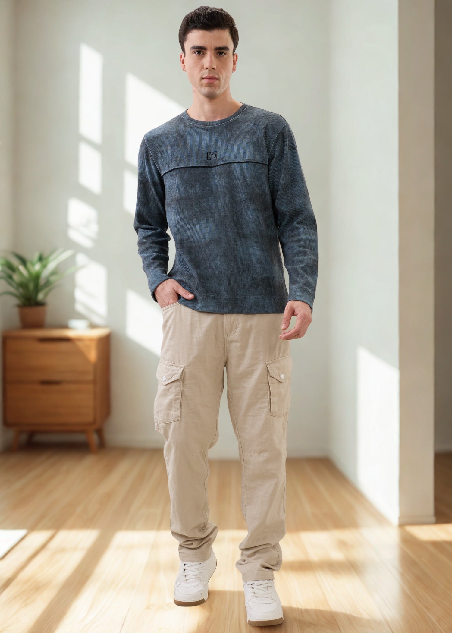 Addicted Distressed Pullover: Stone Grey