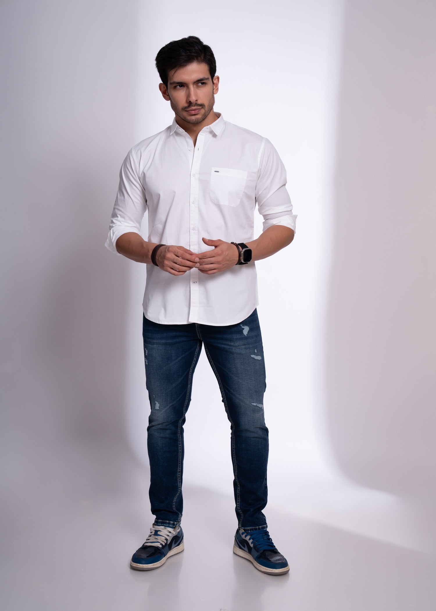 Men’s Slim Fit Distressed Blue Jeans | Stretch Denim with Modern Faded Look