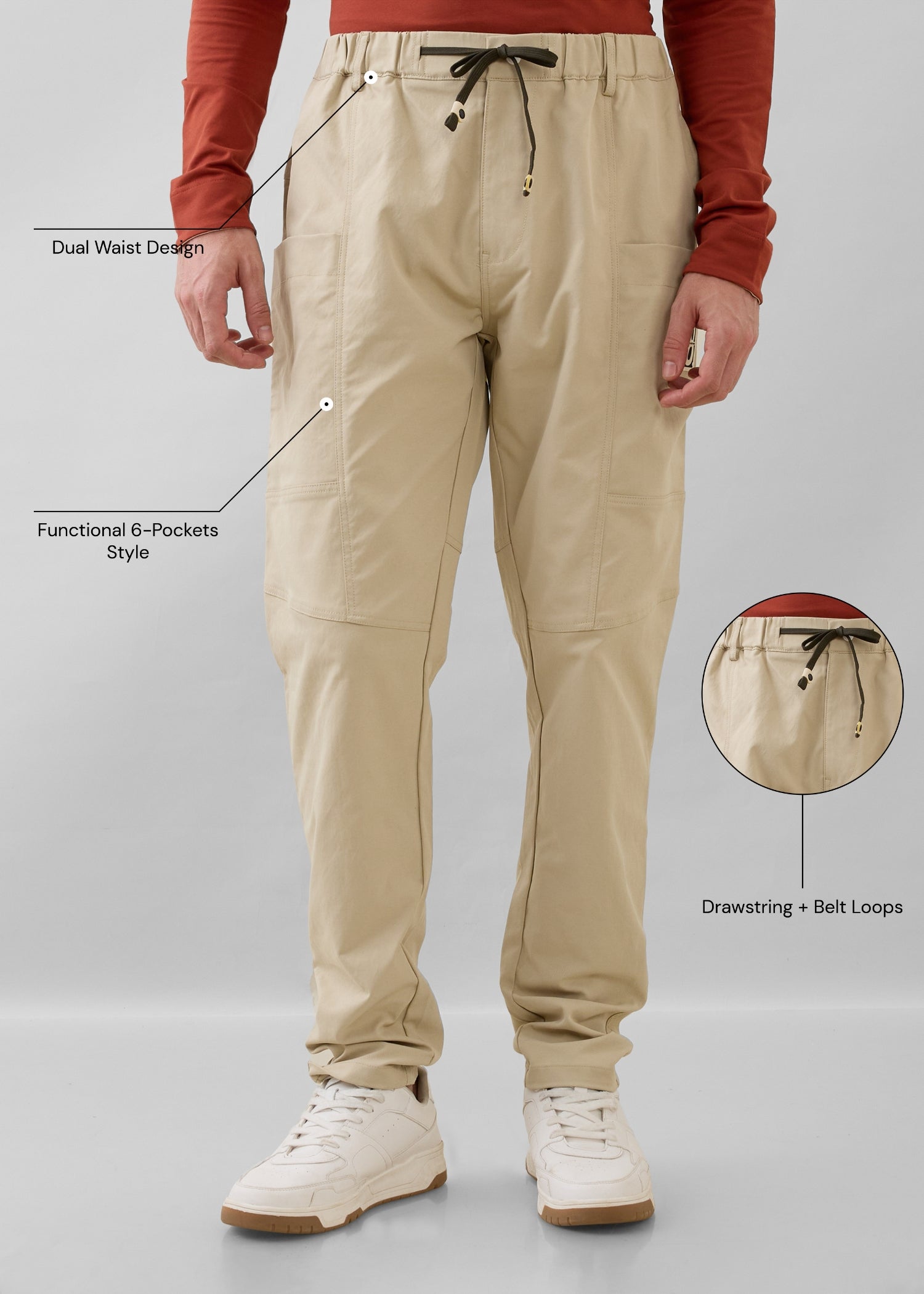 Karmic Relaxed Fit Cargo: Beige
