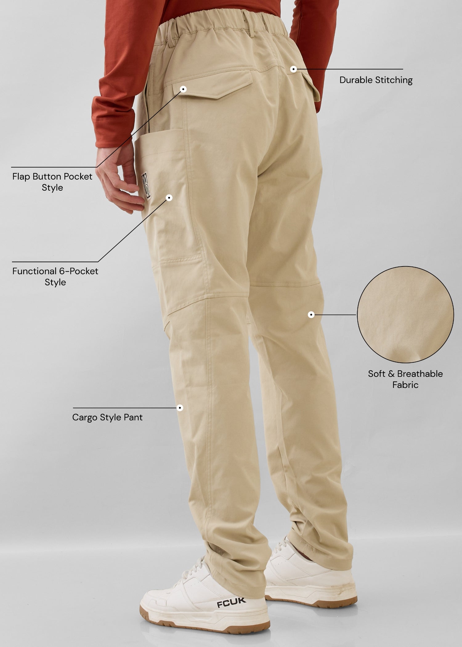 Karmic Relaxed Fit Cargo: Beige