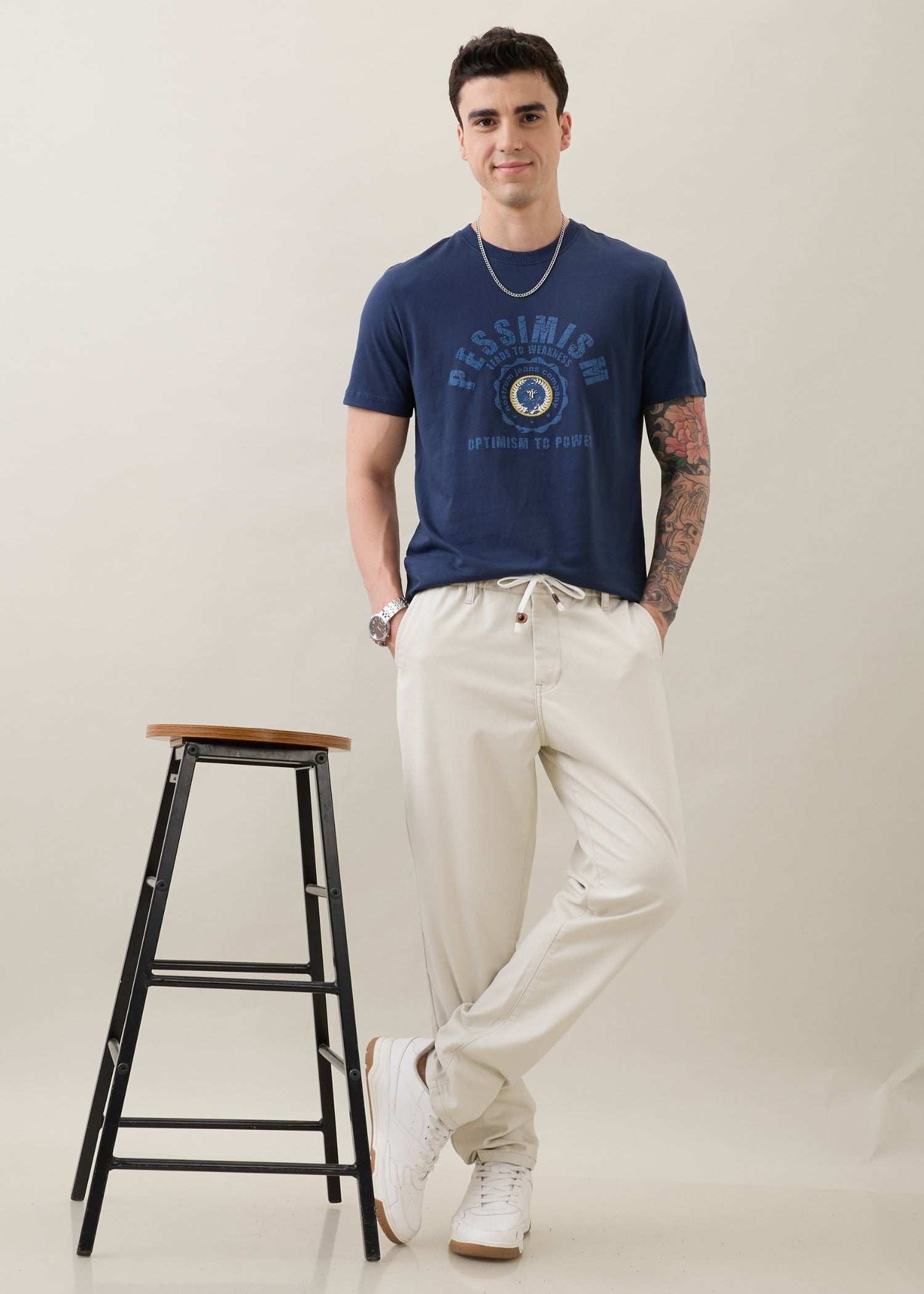 Abrus Cotton Drawstring Trouser: Cream