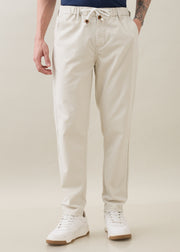 Abrus Cotton Drawstring Trouser: Cream