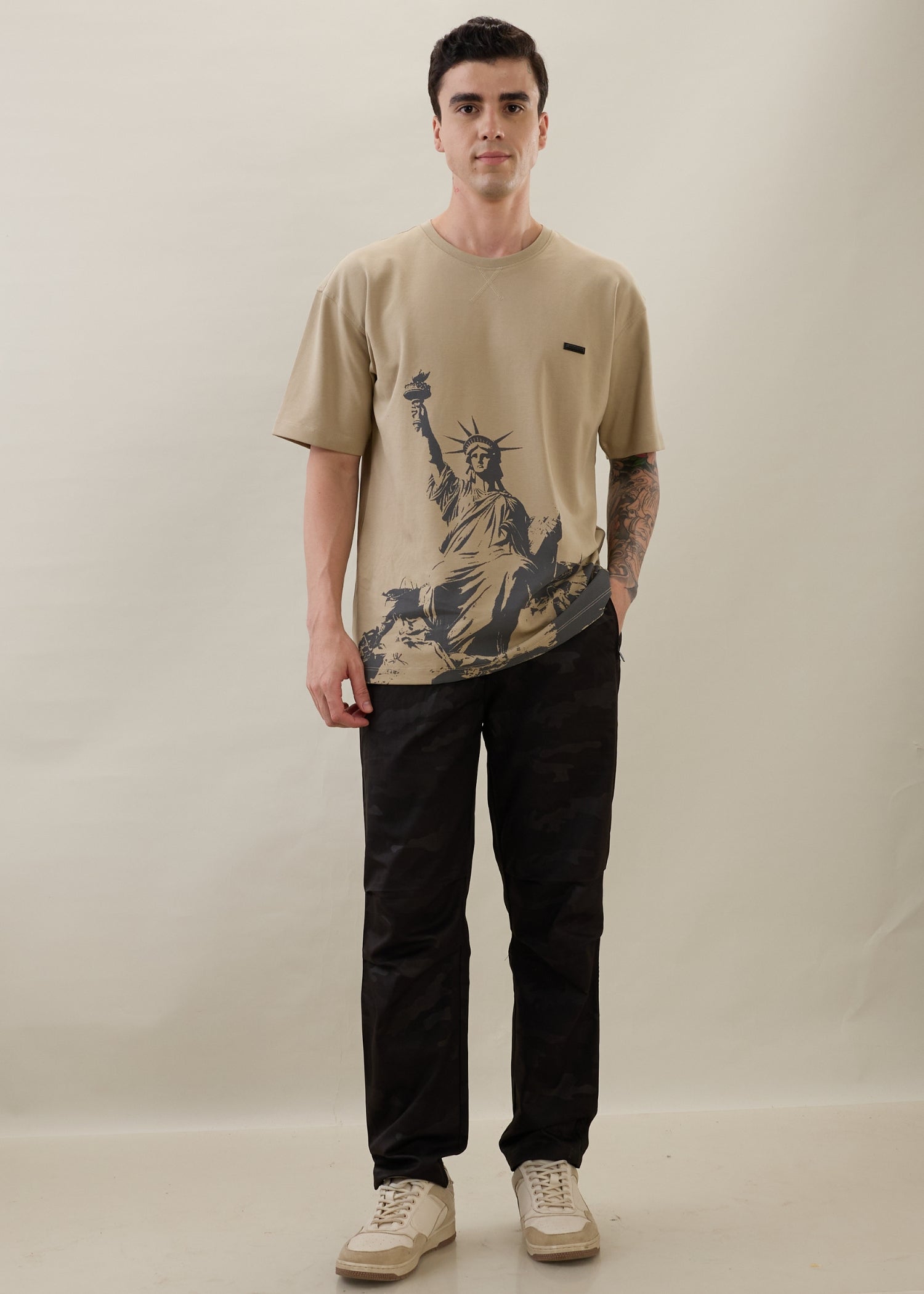 Ostrich Camouflage Relaxed Fit Cargo: Black