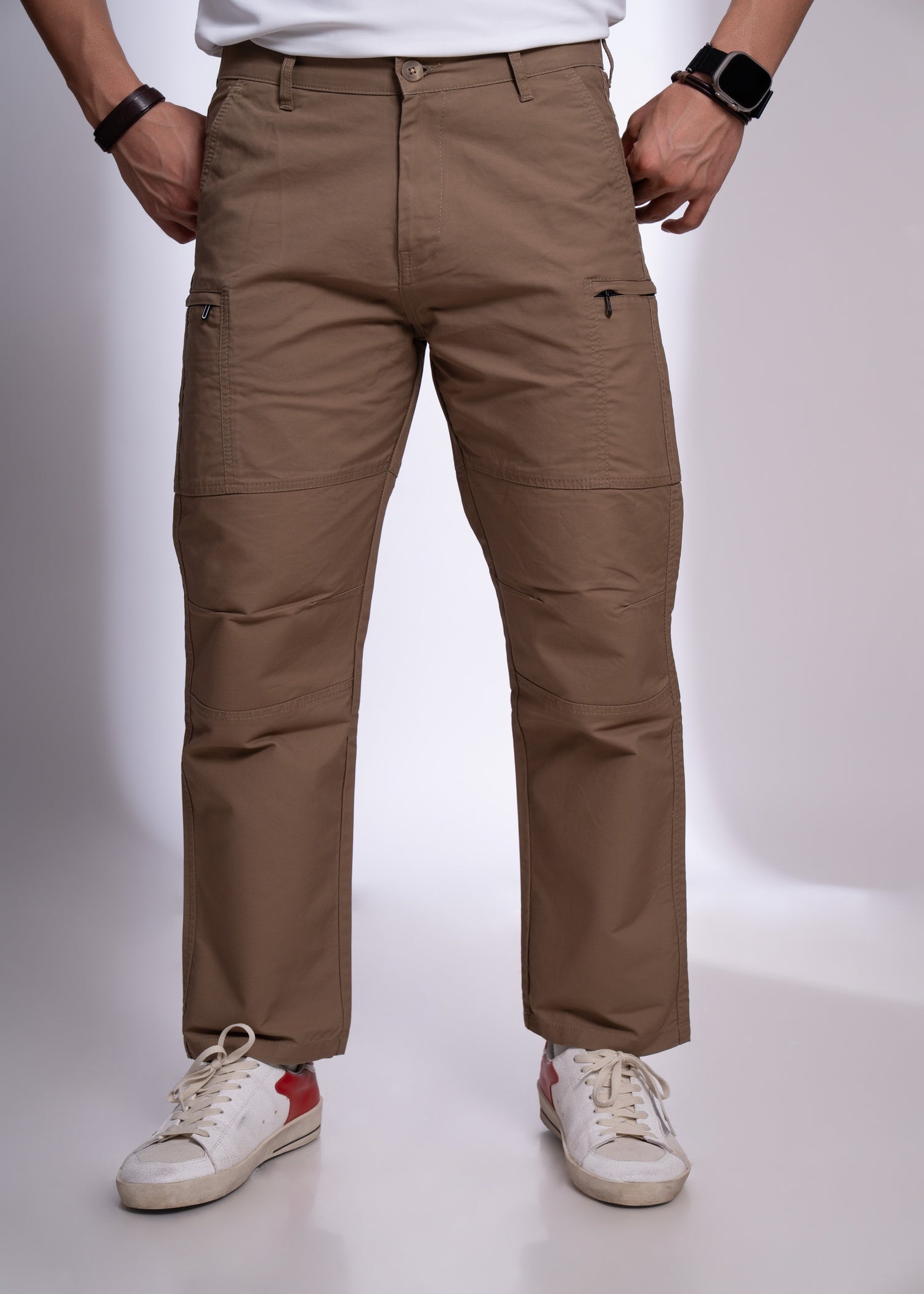 Redrigo Utility Pocket Cargo Pants: Brown