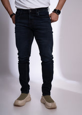 Men’s Regular Fit Dark Blue Jeans | Stretch Denim with Modern Fade