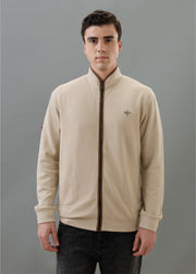 Sibilance Knit Zipper Jacket: Beige