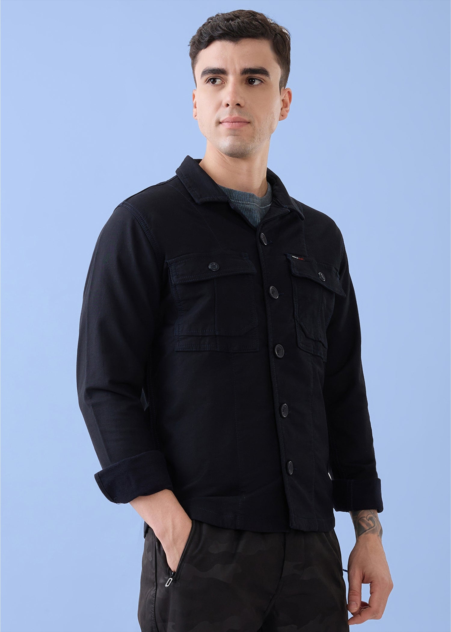 Maximo Utility Denim Jacket: Black