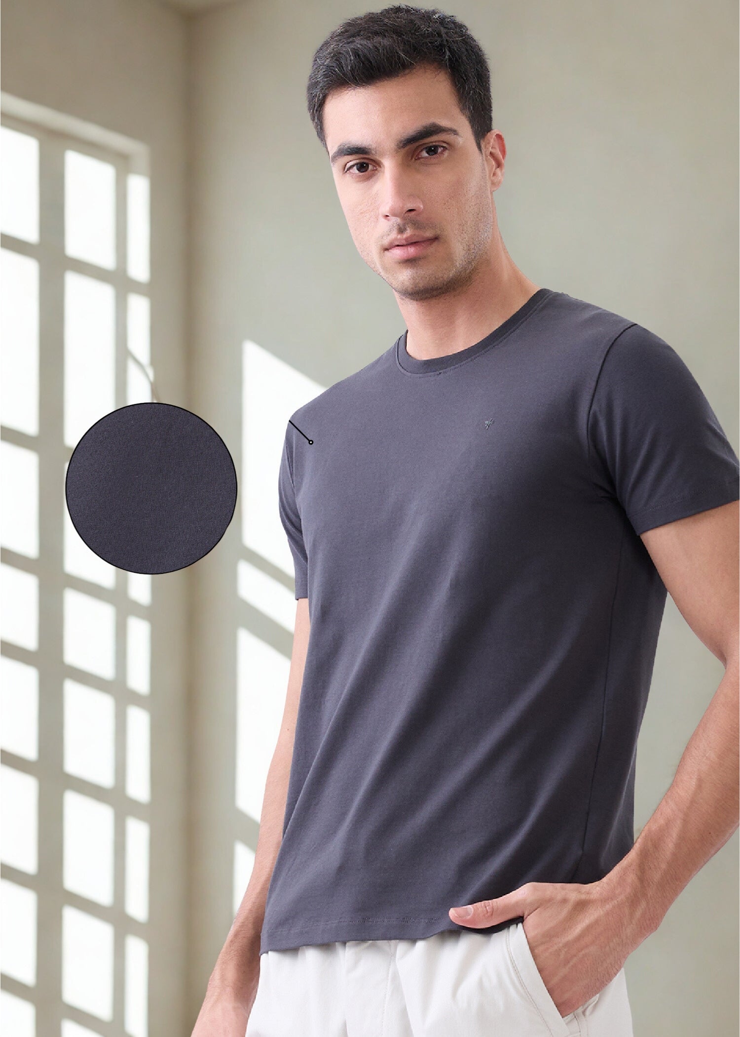 Arch Solid Half Sleeve T-Shirt: Charcoal