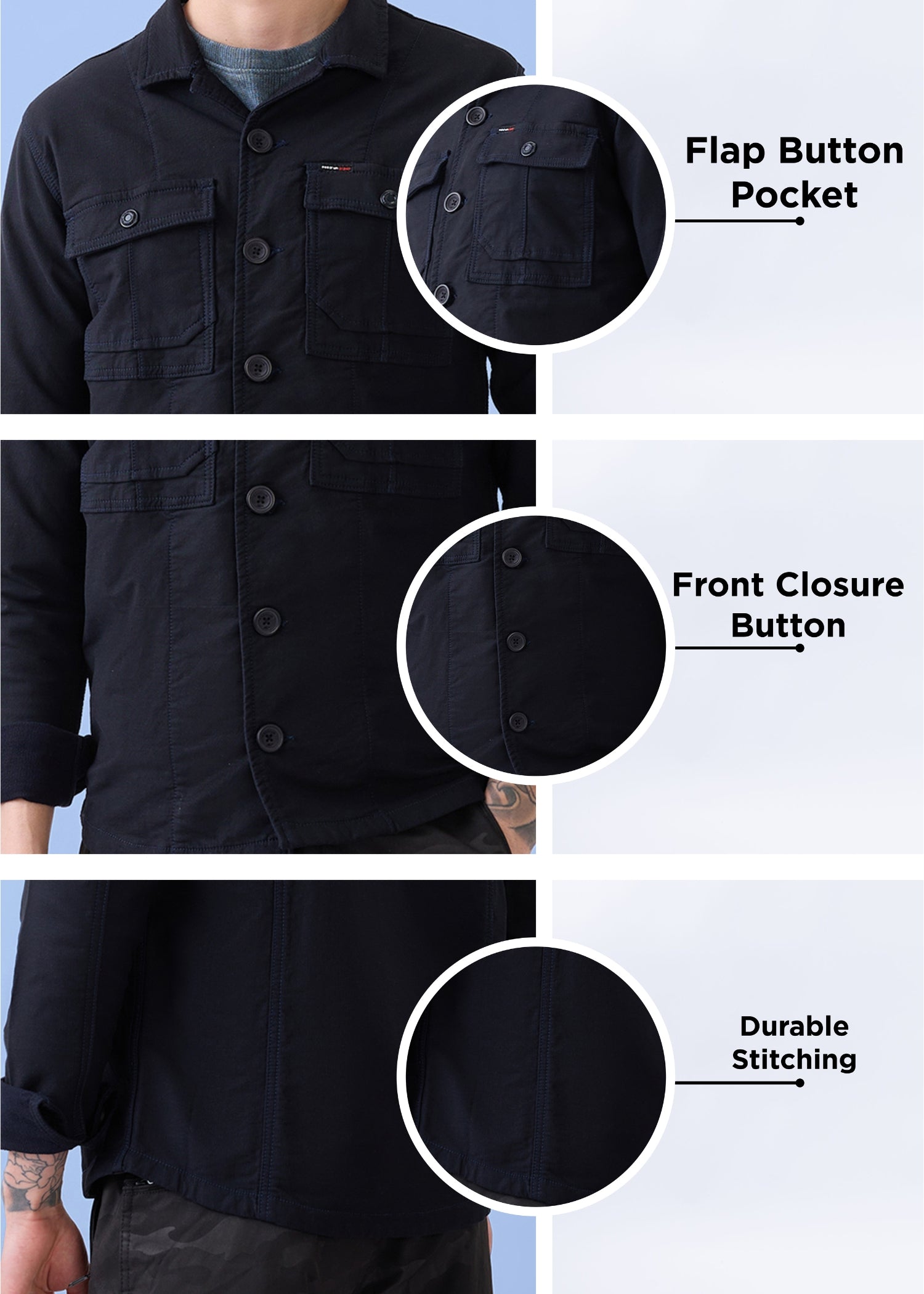 Maximo Utility Denim Jacket: Black