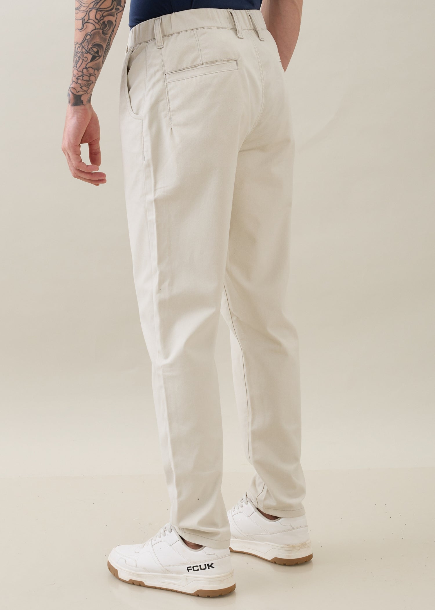 Abrus Cotton Drawstring Trouser: Cream