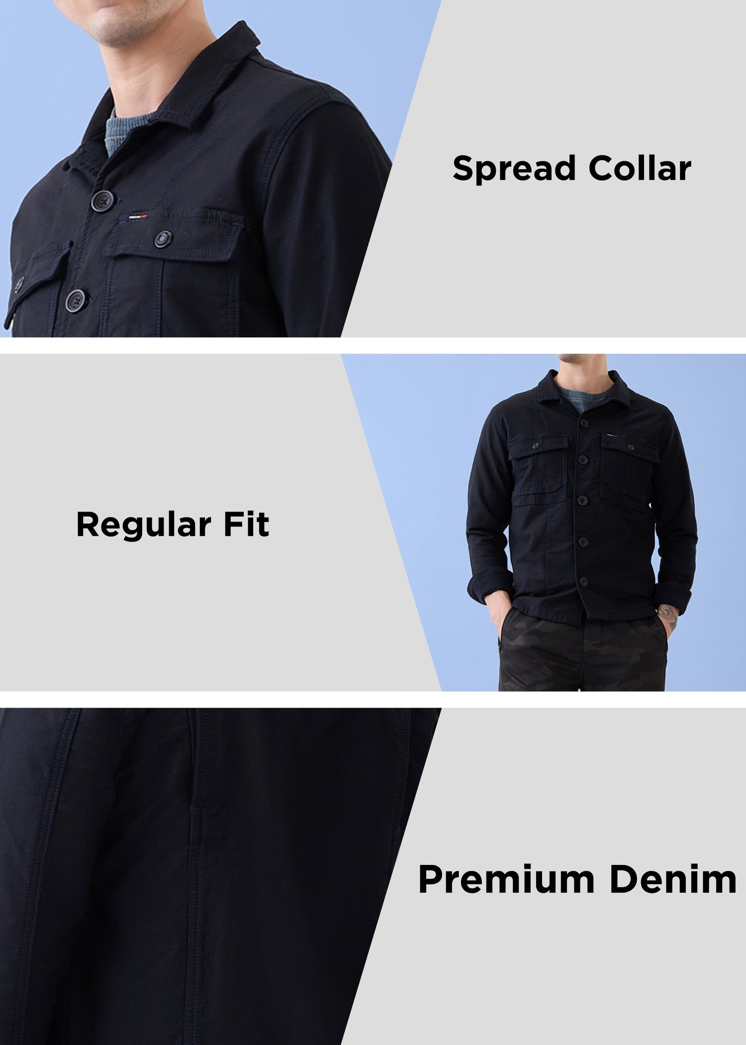 Maximo Utility Denim Jacket: Black