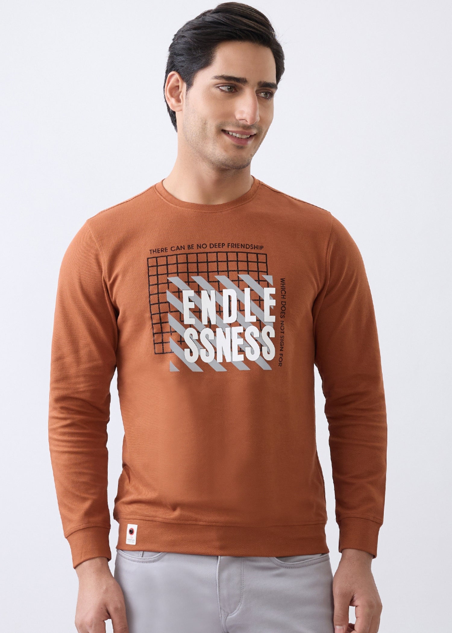 Deep Graphic Full Sleeve Sweatshirt: Rust