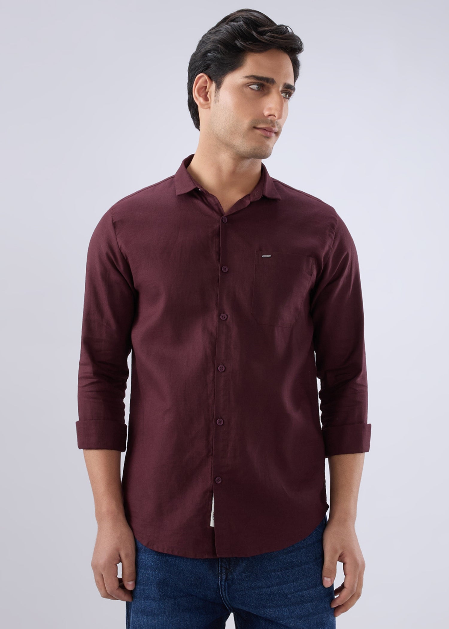 Keen Solid Full Sleeve Shirt: Wine