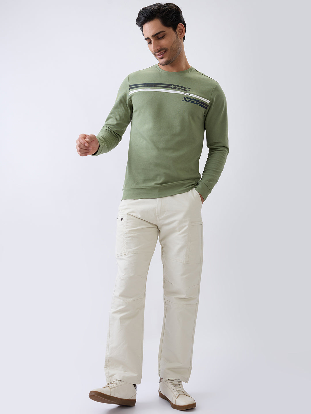 Borrow Full Sleeve T- Shirt: Green