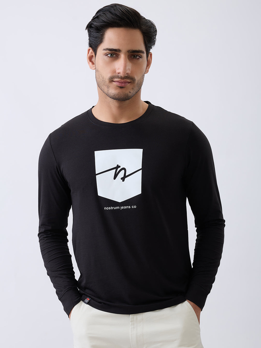Star 1 Fitted Full Sleeve Pullover: Black