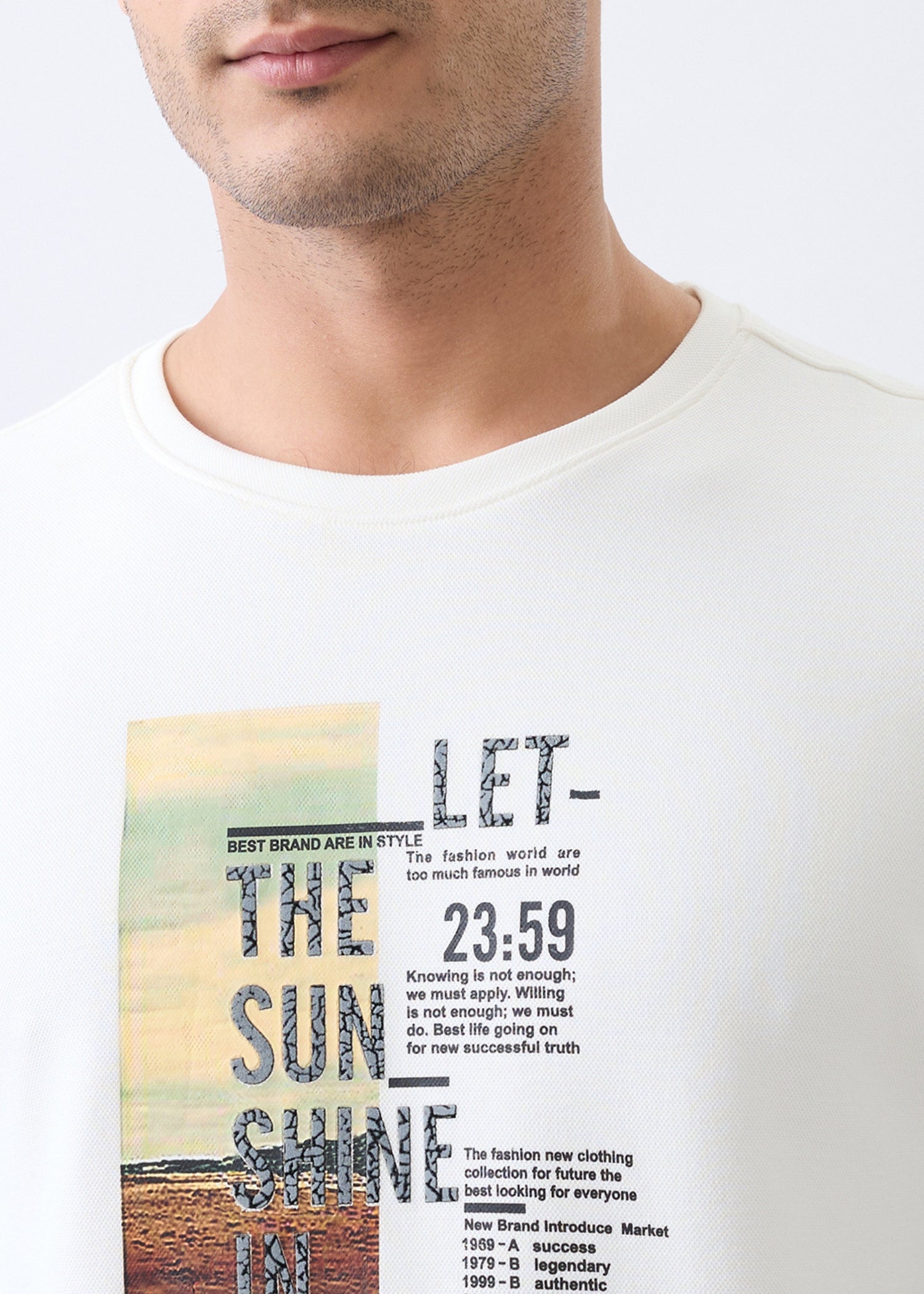Sunshine Printed Full Sleeve Sweatshirt: White