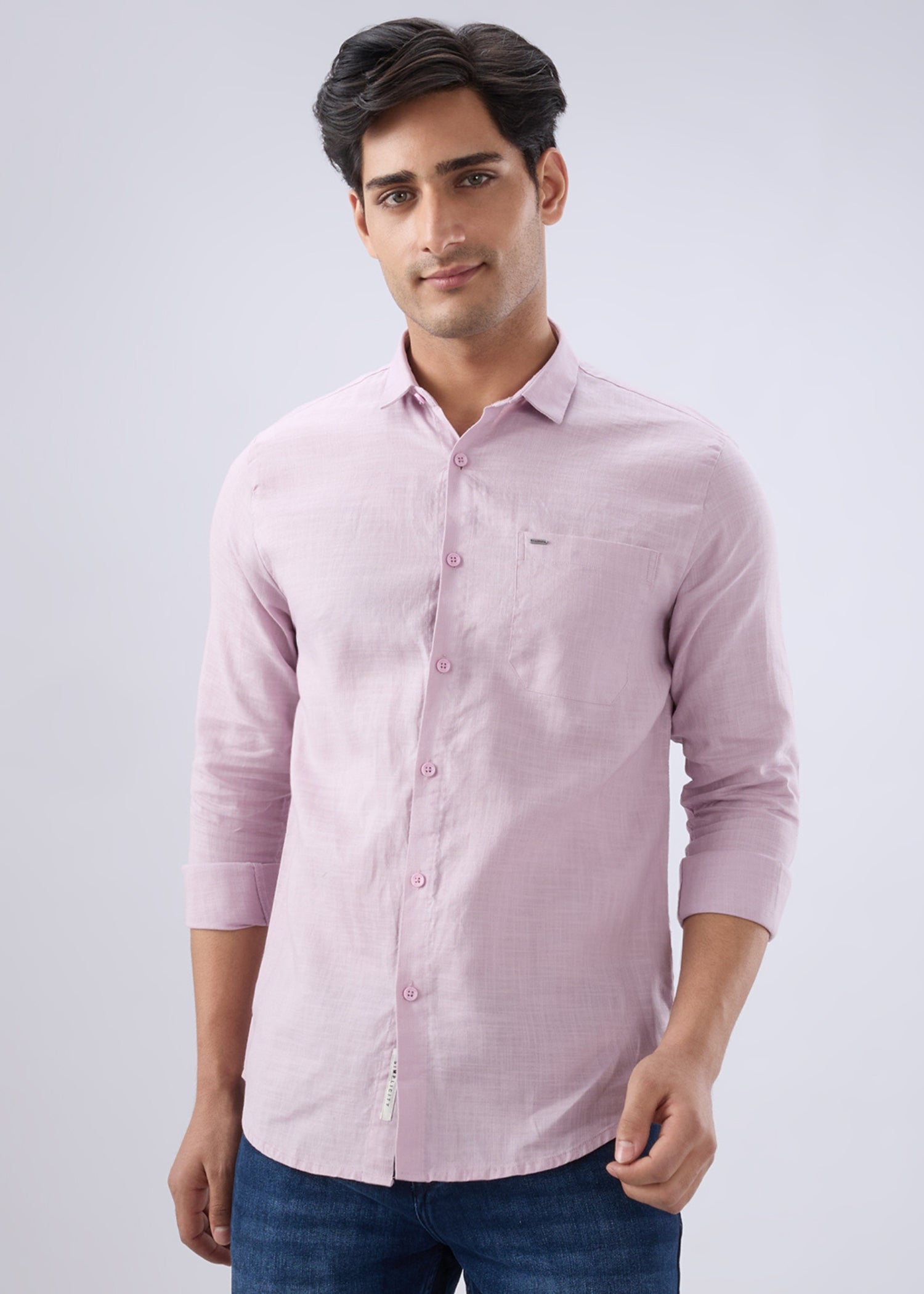 Nostrum Keen Solid Full Sleeve Lavender Shirt for men