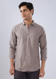Contain Solid Full Sleeve Shirt: Grey