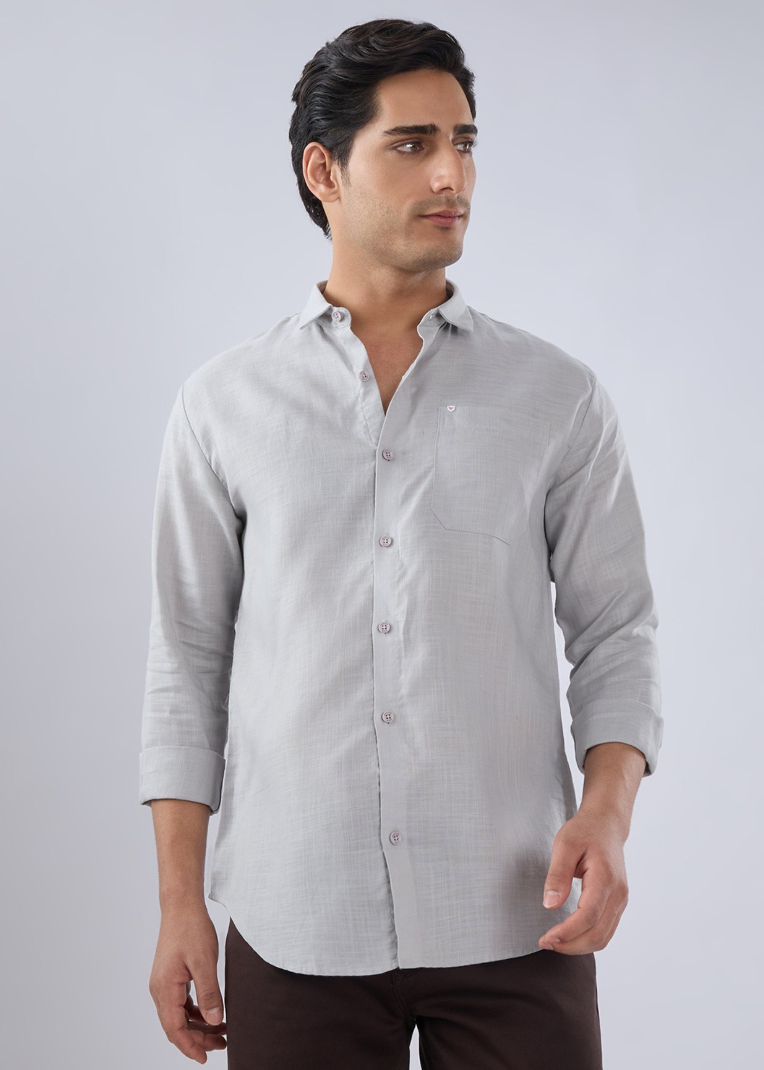 Keen Solid Full Sleeve Shirt: Light Grey