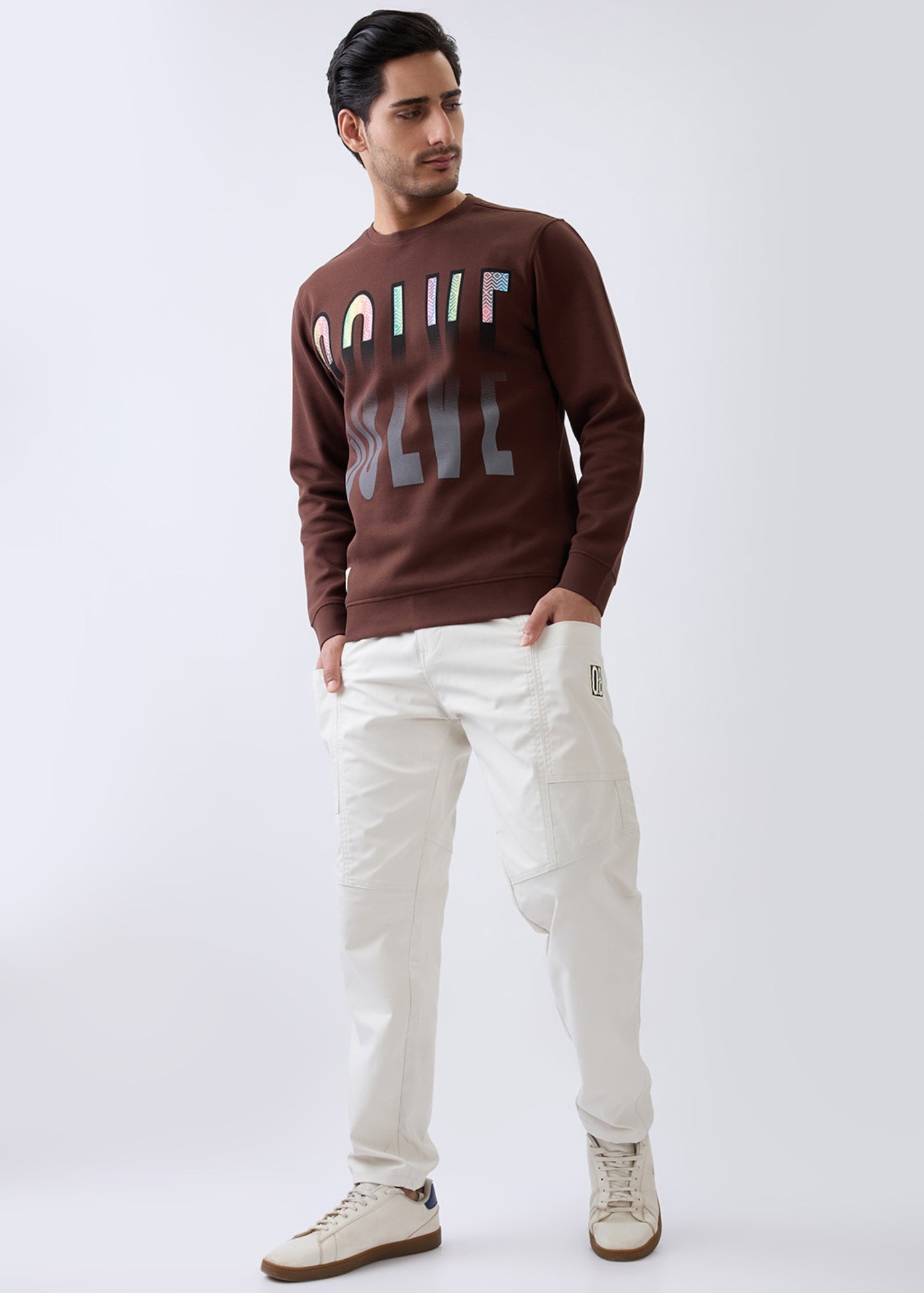 Solve Graphic Full Sleeve Sweatshirt: Brown