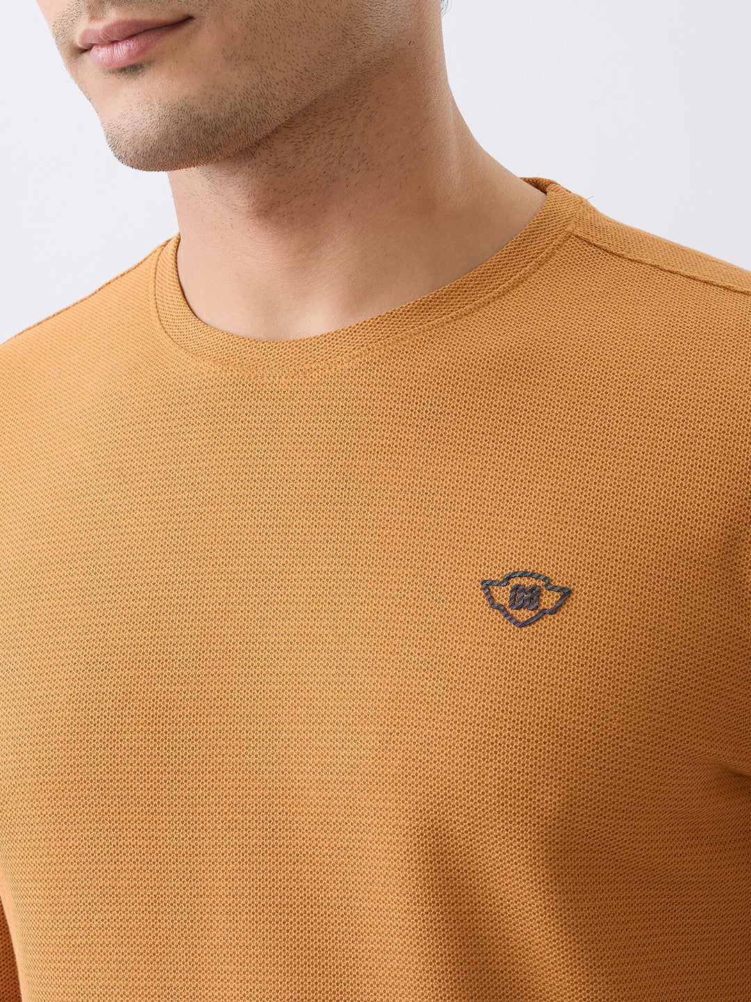 Dressy Fitted Full Sleeve Sweatshirt: Rust