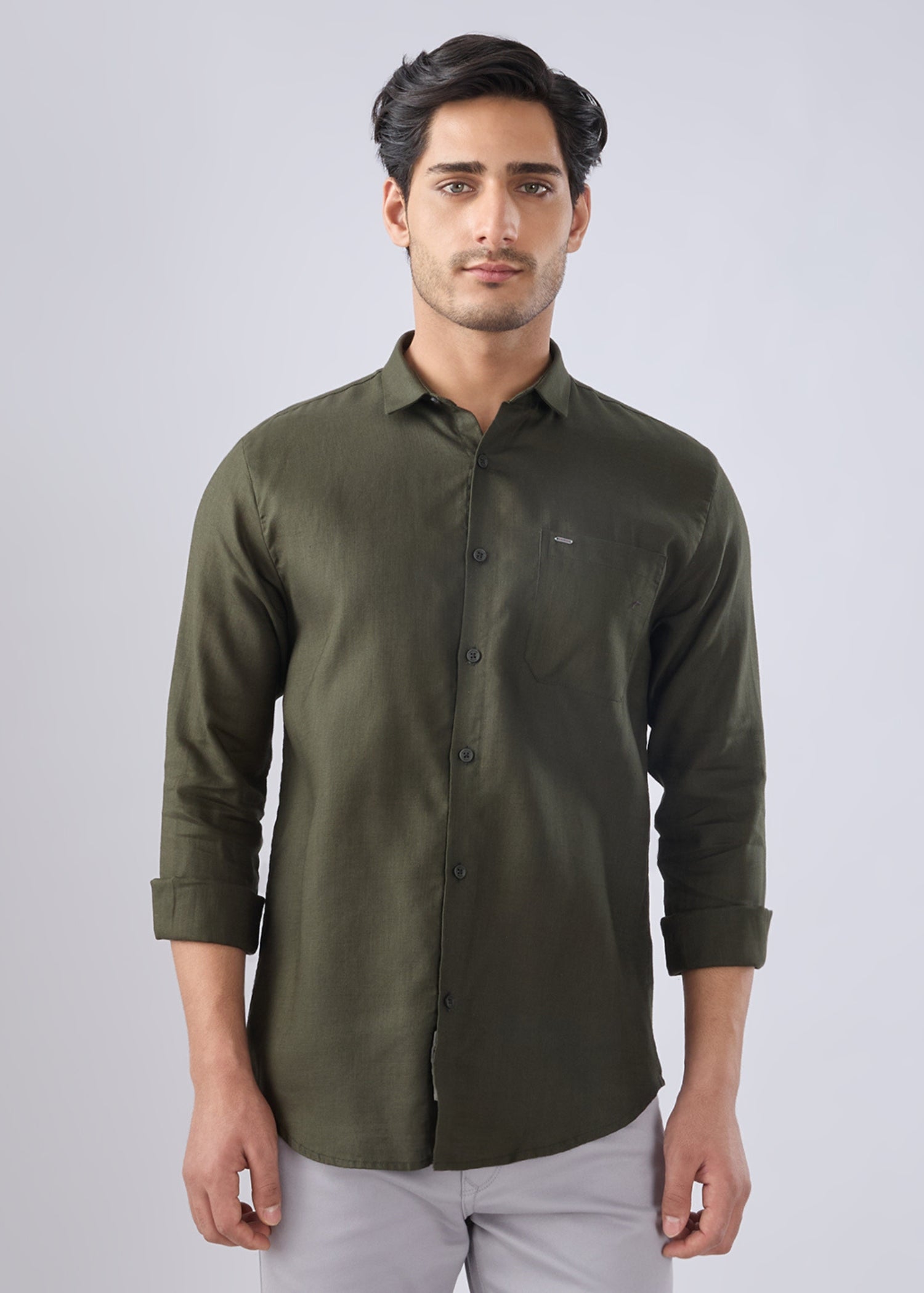 Keen Solid Full Sleeve Shirt: Olive