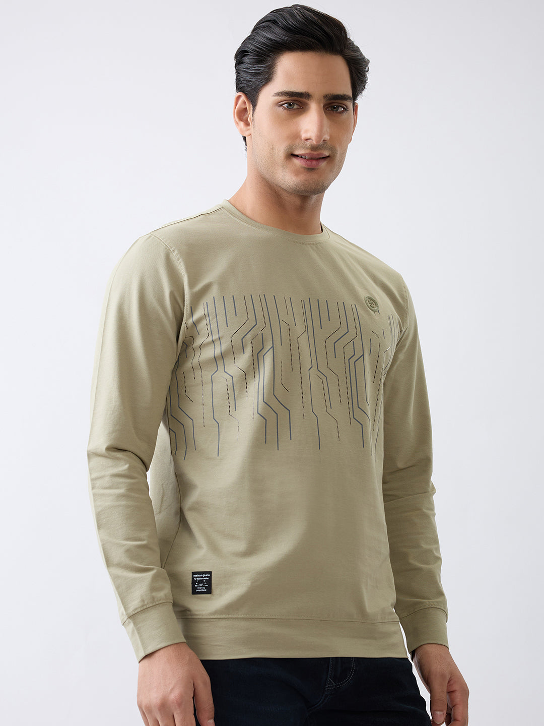 Duration Printed Full Sleeve T-Shirt : Olive
