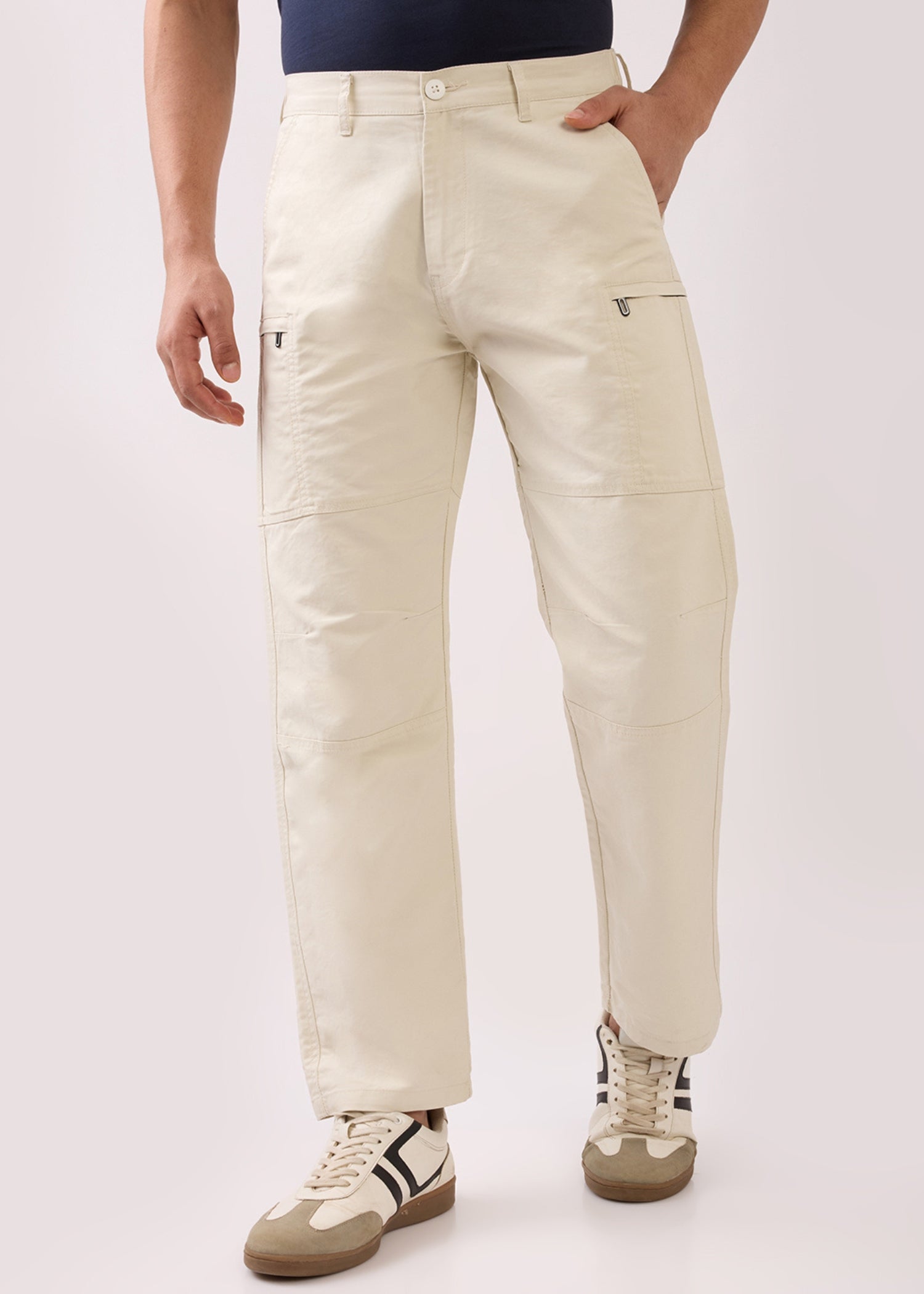 Redrigo Utility Pocket Cargo Pants: Cream