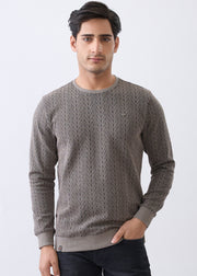 Gravitate Textured Full Sleeve Sweatshirt: Stone