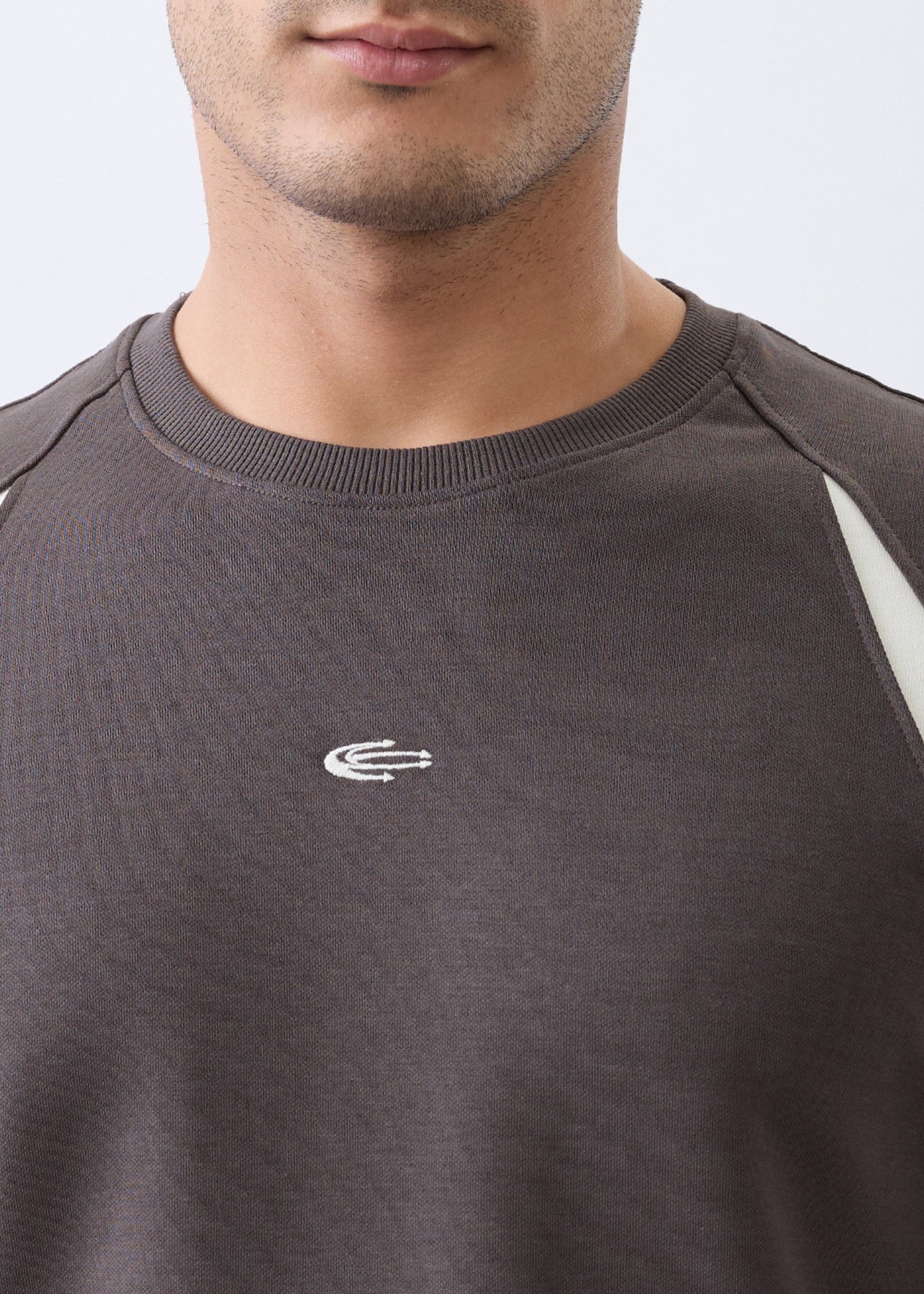Windoral Contrast Panel Full Sleeve T-Shirt: Coffee