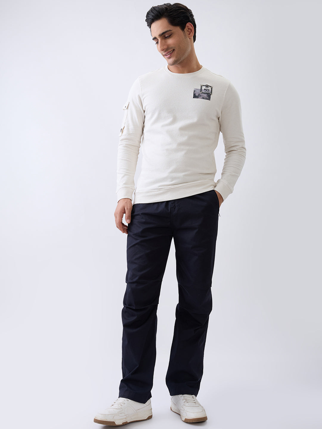 Moving Full Sleeve T-Shirt: Off White