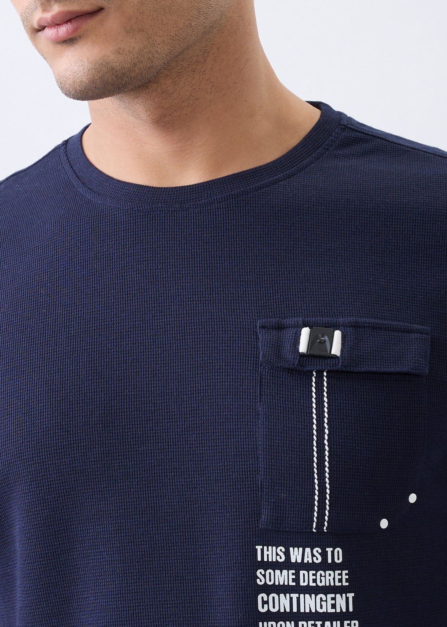 Safety Printed Full Sleeve T-Shirt: Navy